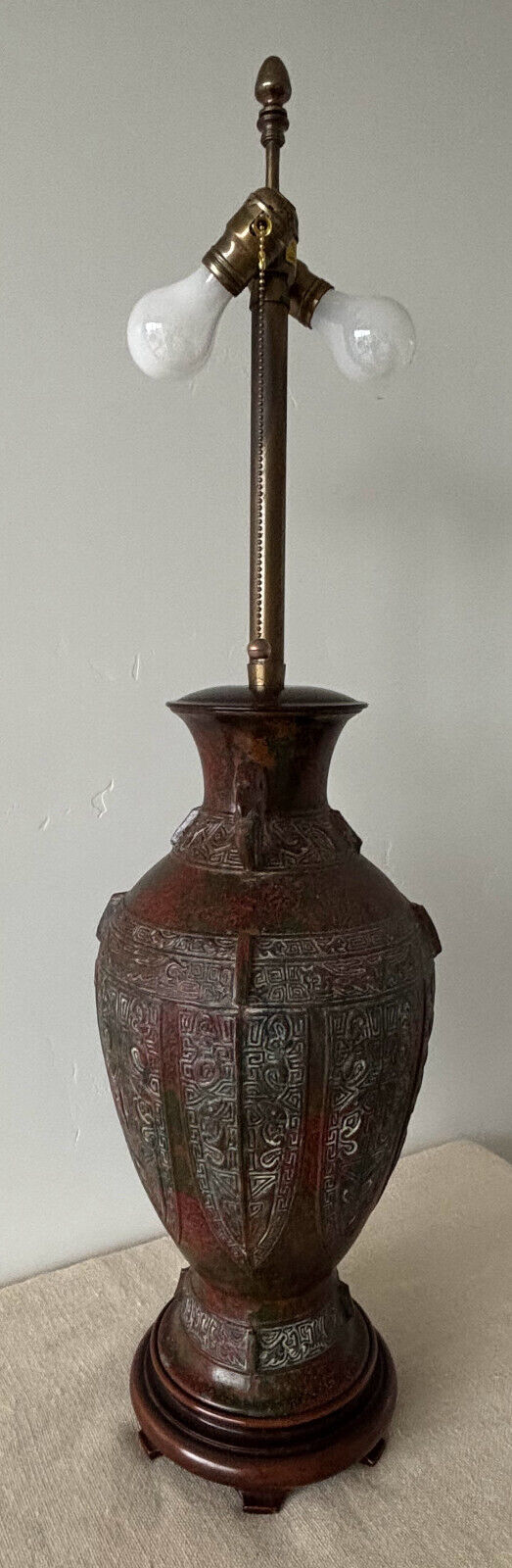 Marbro Verdigris Patina Chinese Jar Table Lamp