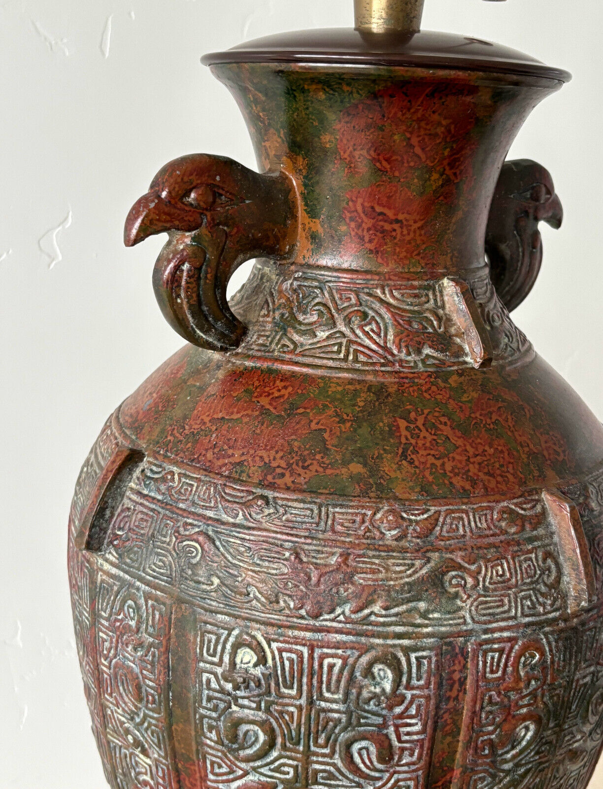 Marbro Verdigris Patina Chinese Jar Table Lamp