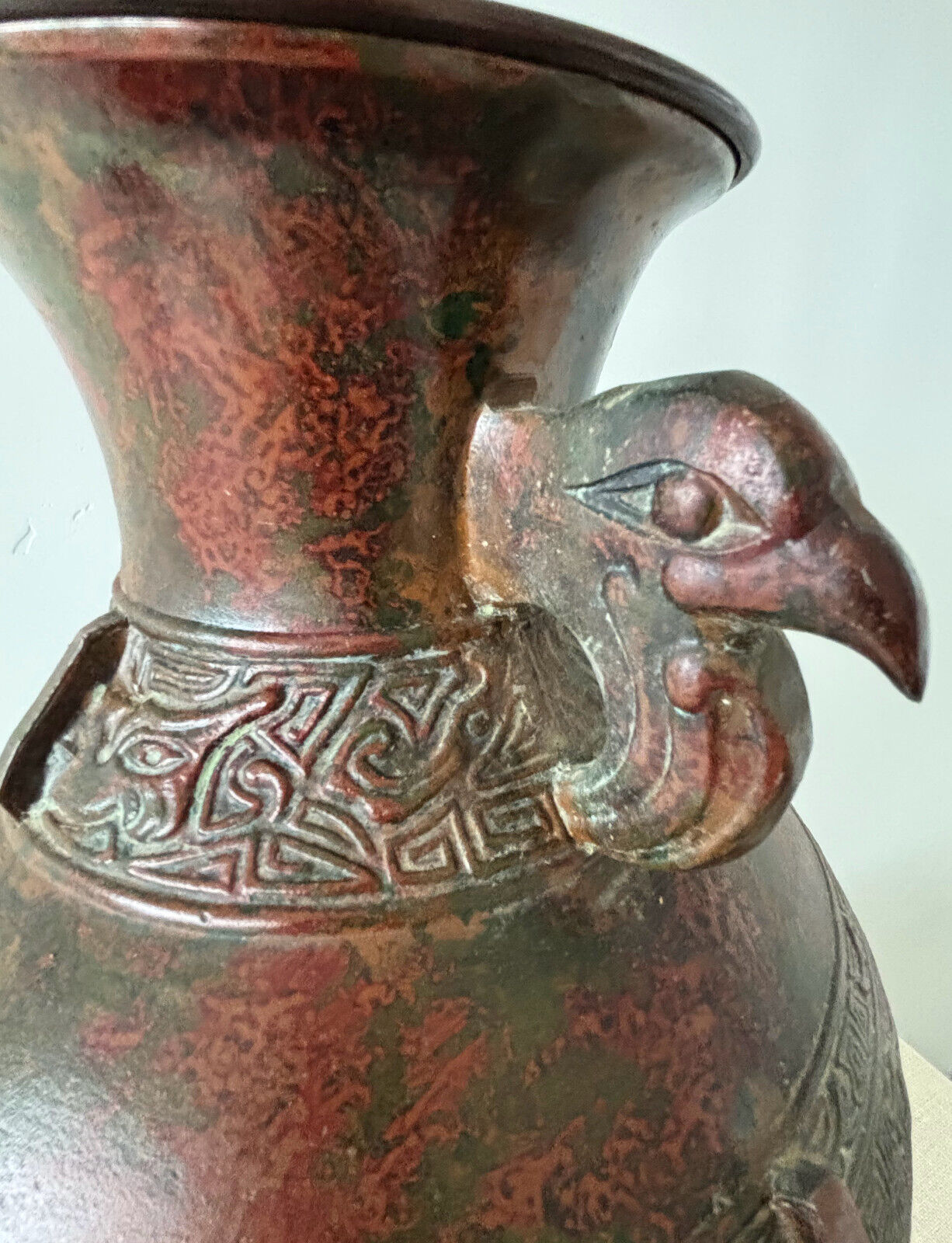 Marbro Verdigris Patina Chinese Jar Table Lamp