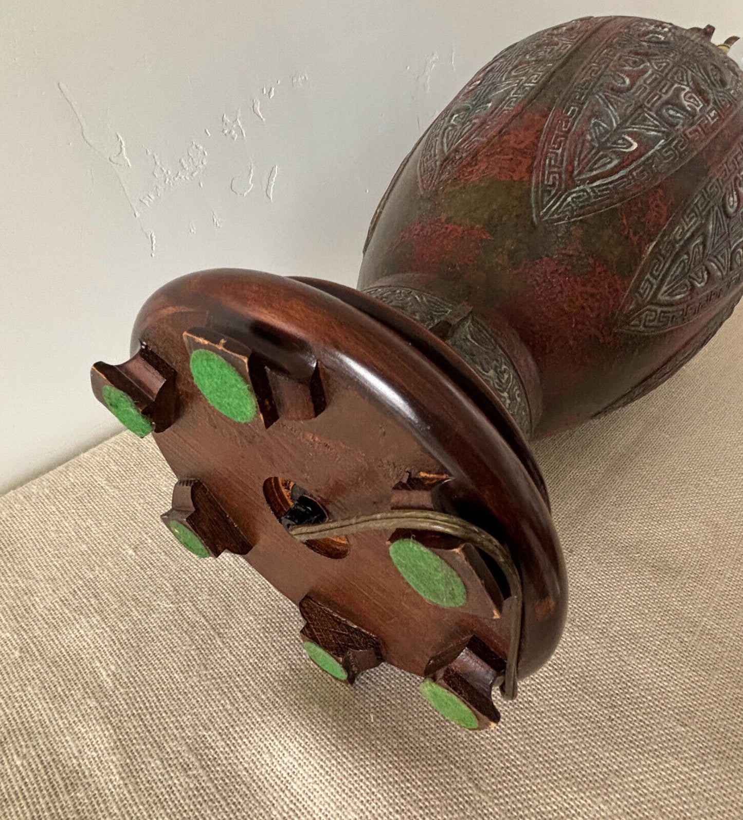 Marbro Verdigris Patina Chinese Jar Table Lamp