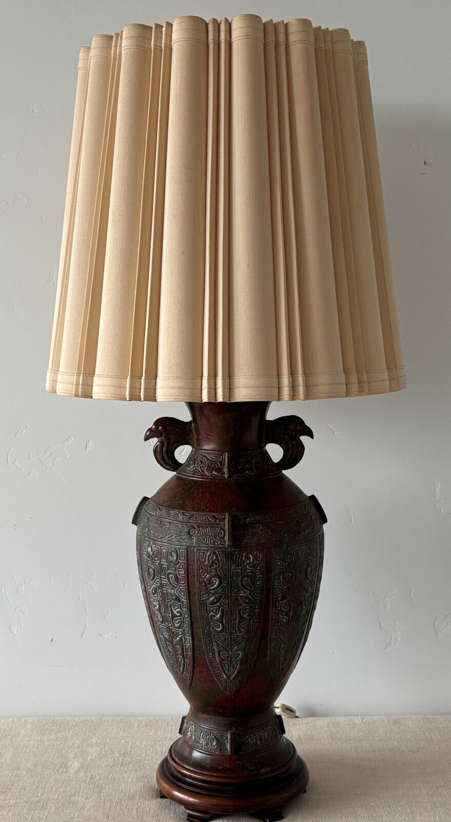 Marbro Verdigris Patina Chinese Jar Table Lamp