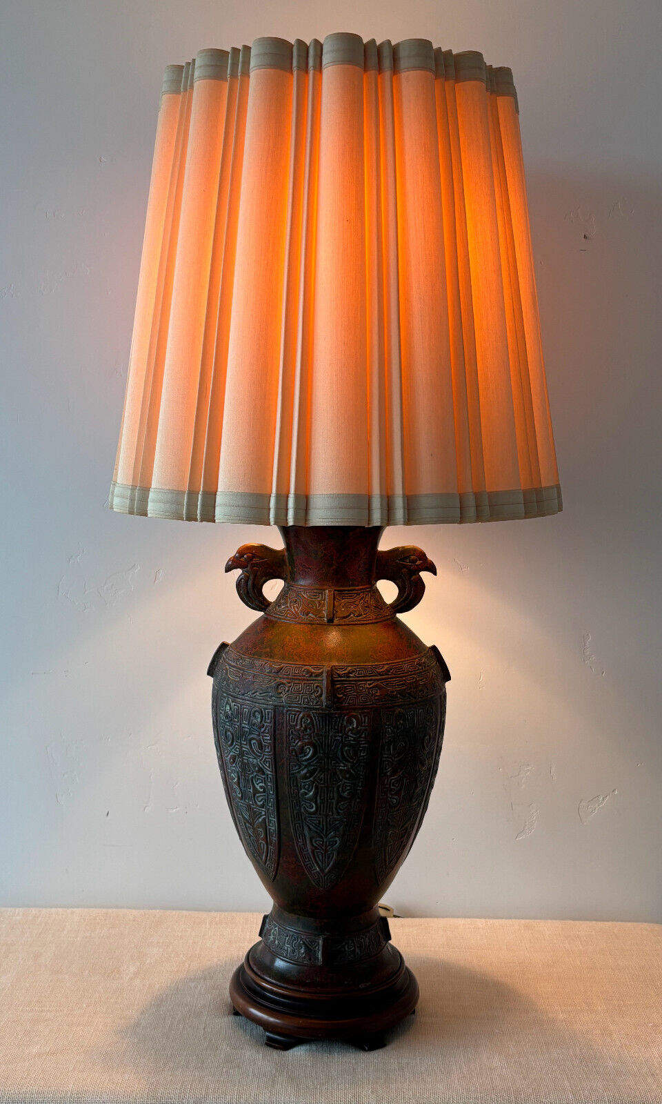 Marbro Verdigris Patina Chinese Jar Table Lamp