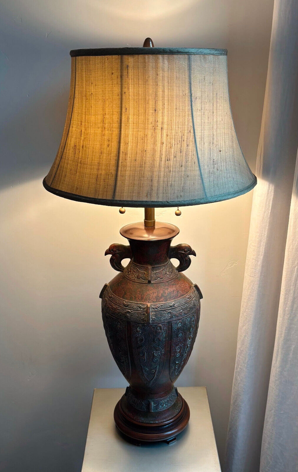 Marbro Verdigris Patina Chinese Jar Table Lamp