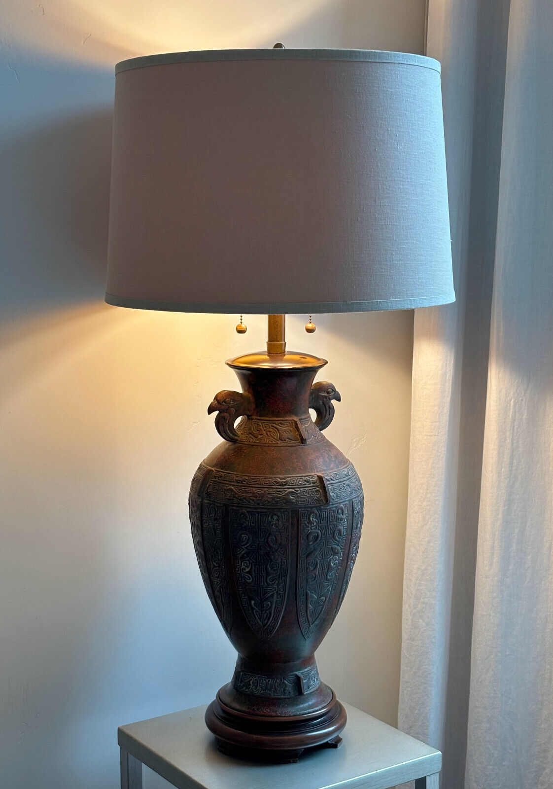 Marbro Verdigris Patina Chinese Jar Table Lamp