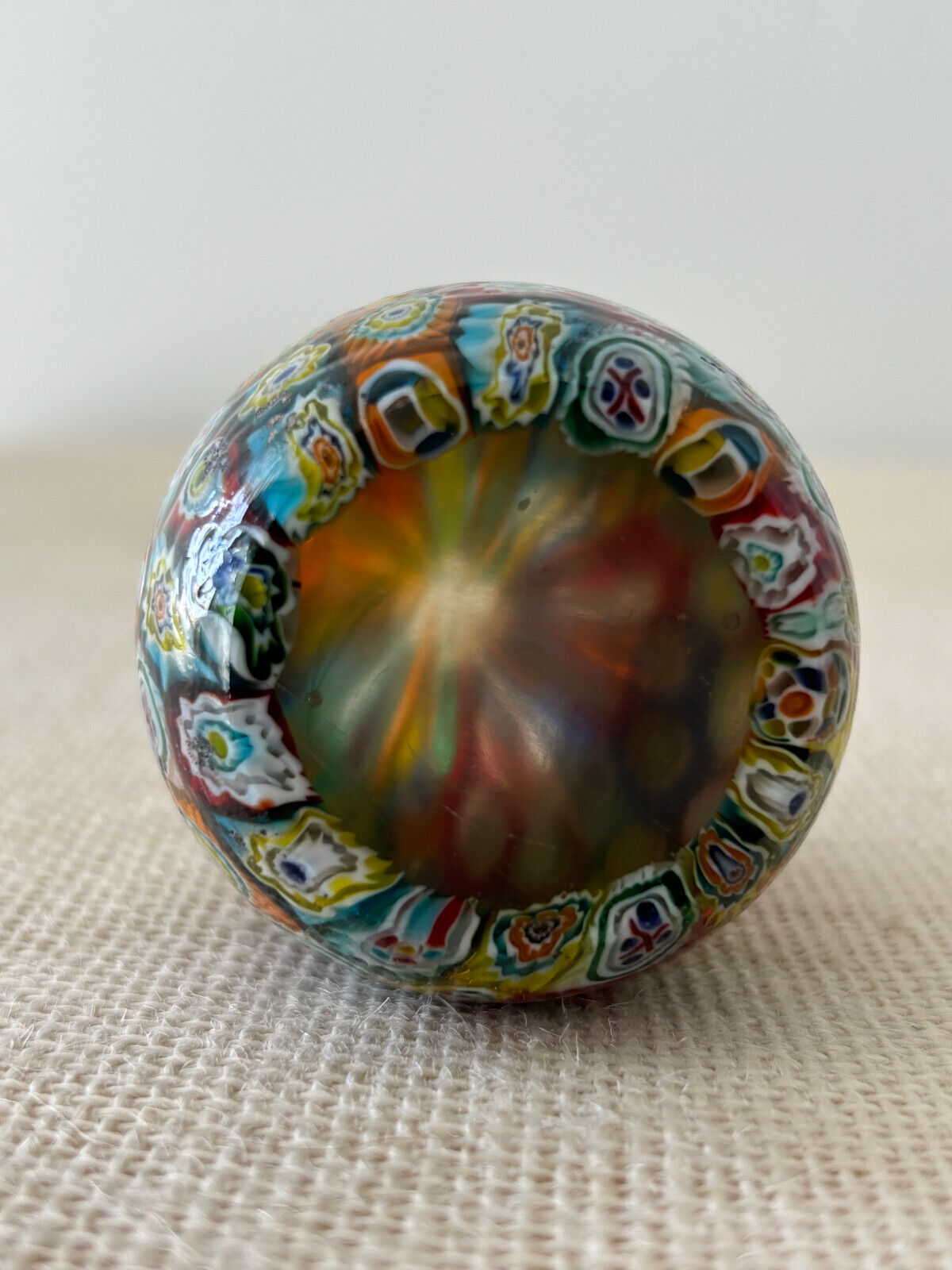 Millefiori Venetian Art Glass Egg Paperweight