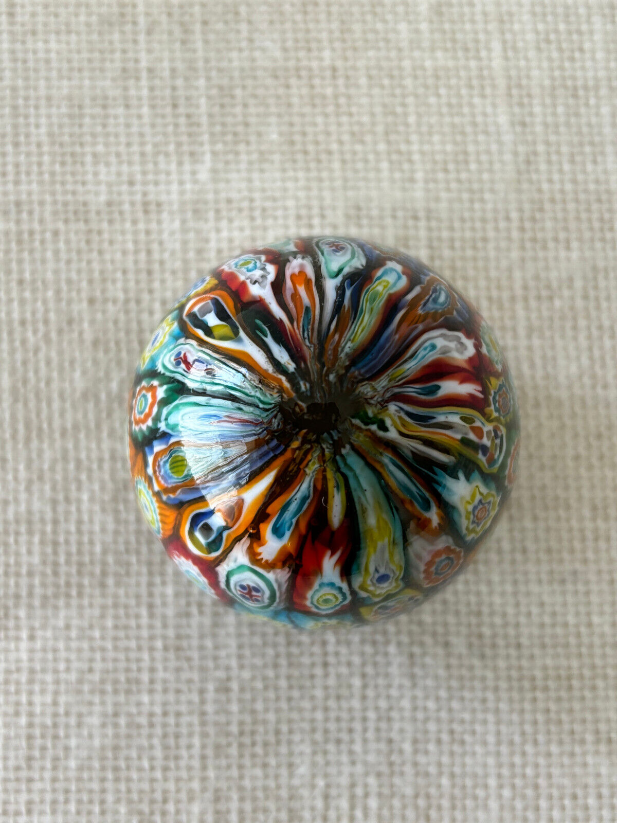 Millefiori Venetian Art Glass Egg Paperweight