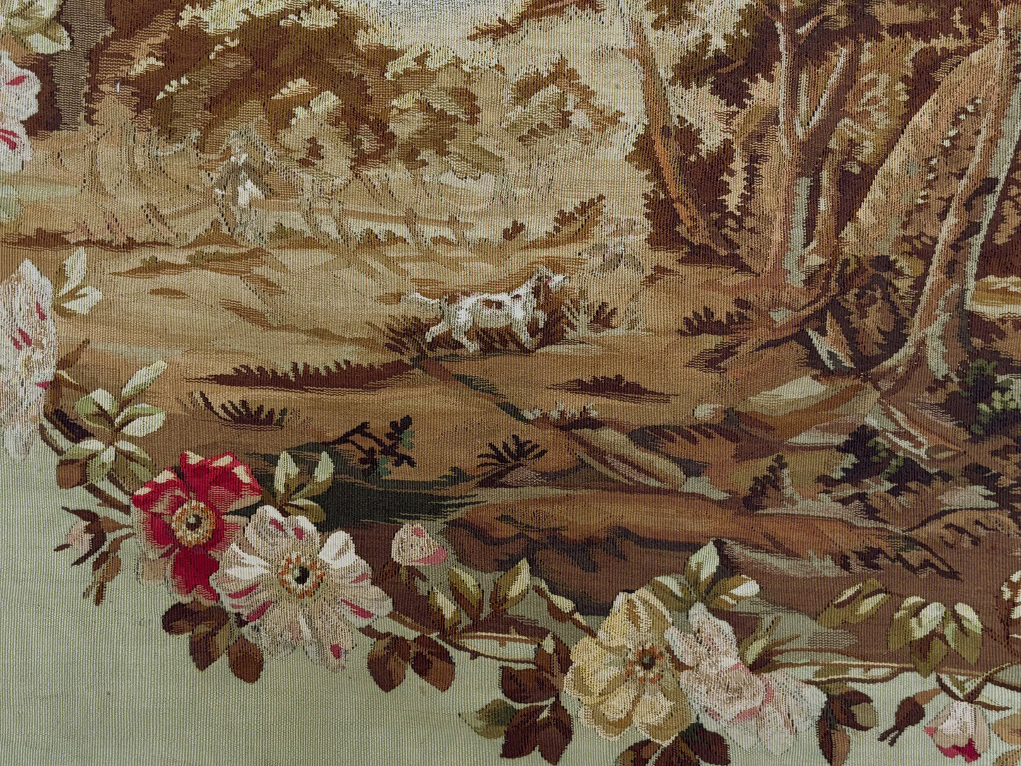 19th Century French Verdure Tapestry with oval Pastoral Scene