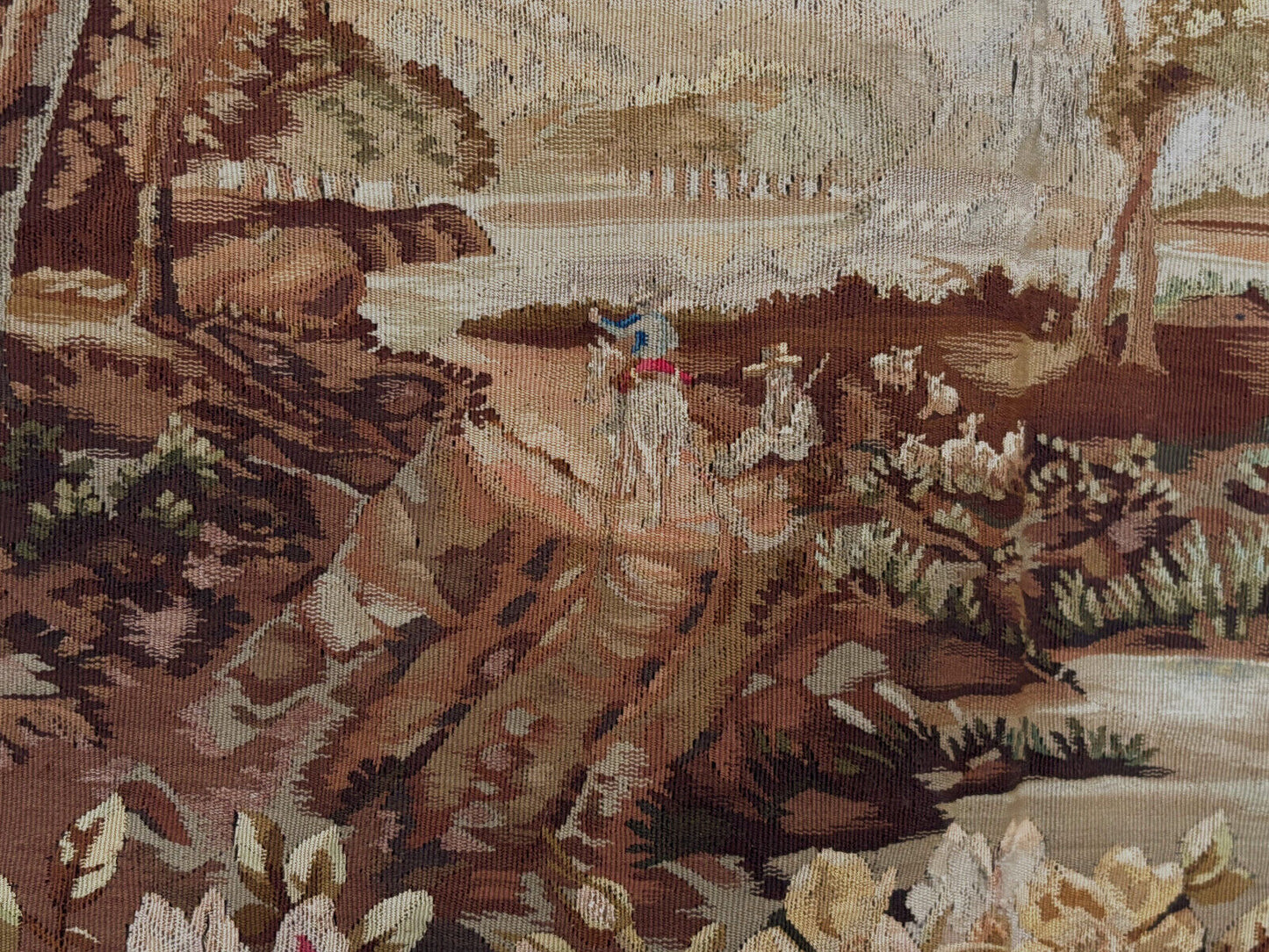 19th Century French Verdure Tapestry with oval Pastoral Scene