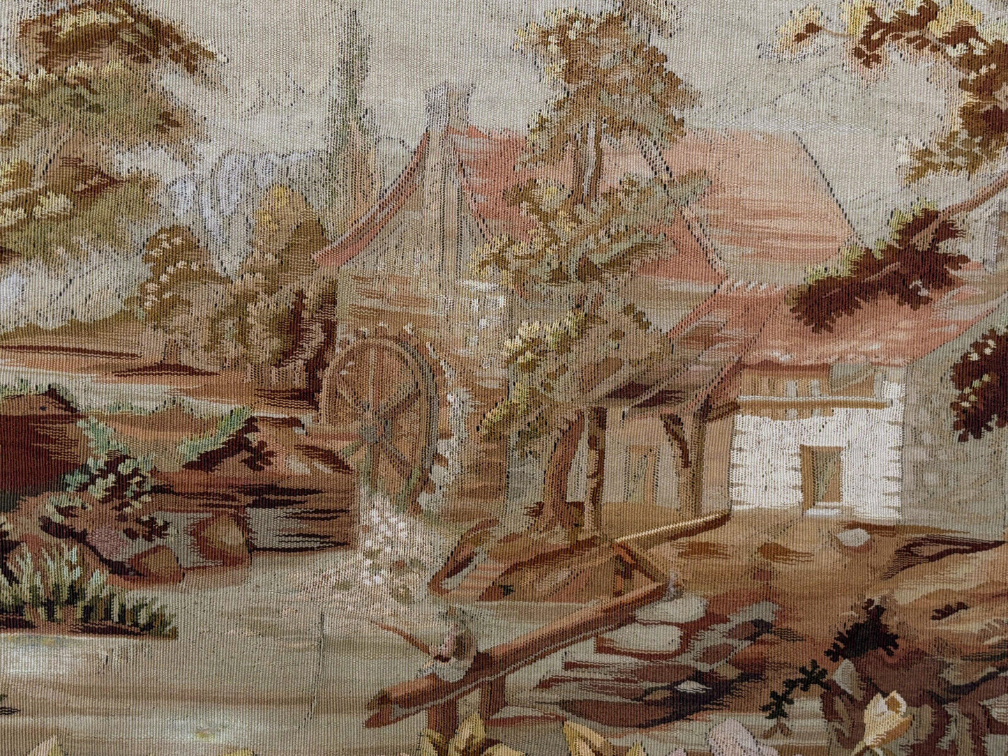 19th Century French Verdure Tapestry with oval Pastoral Scene
