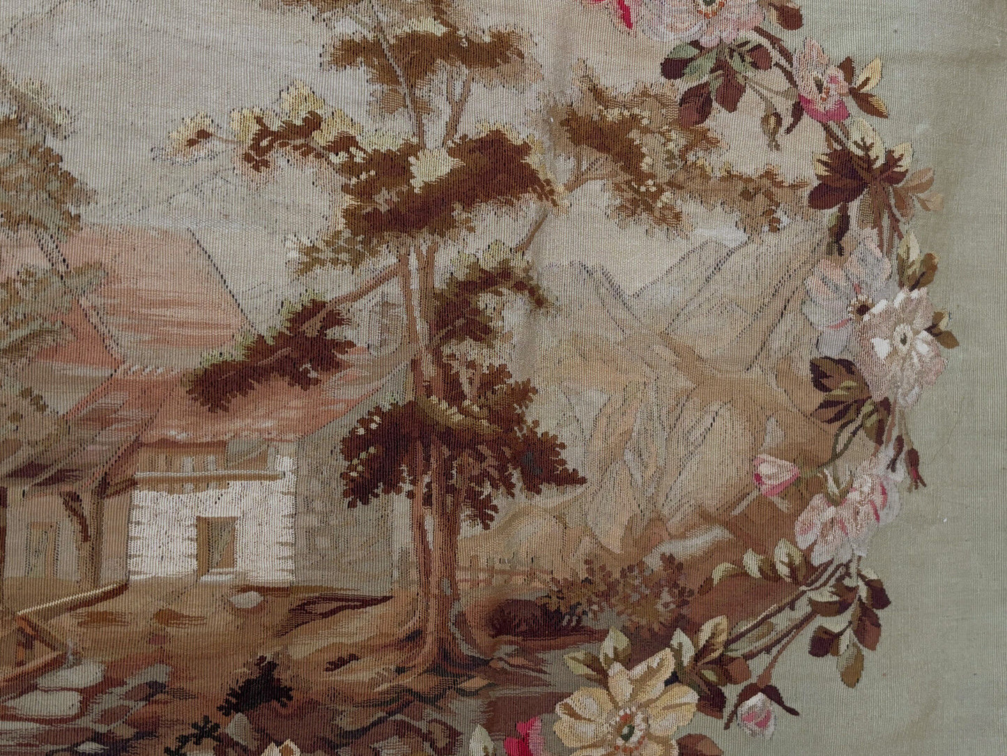 19th Century French Verdure Tapestry with oval Pastoral Scene