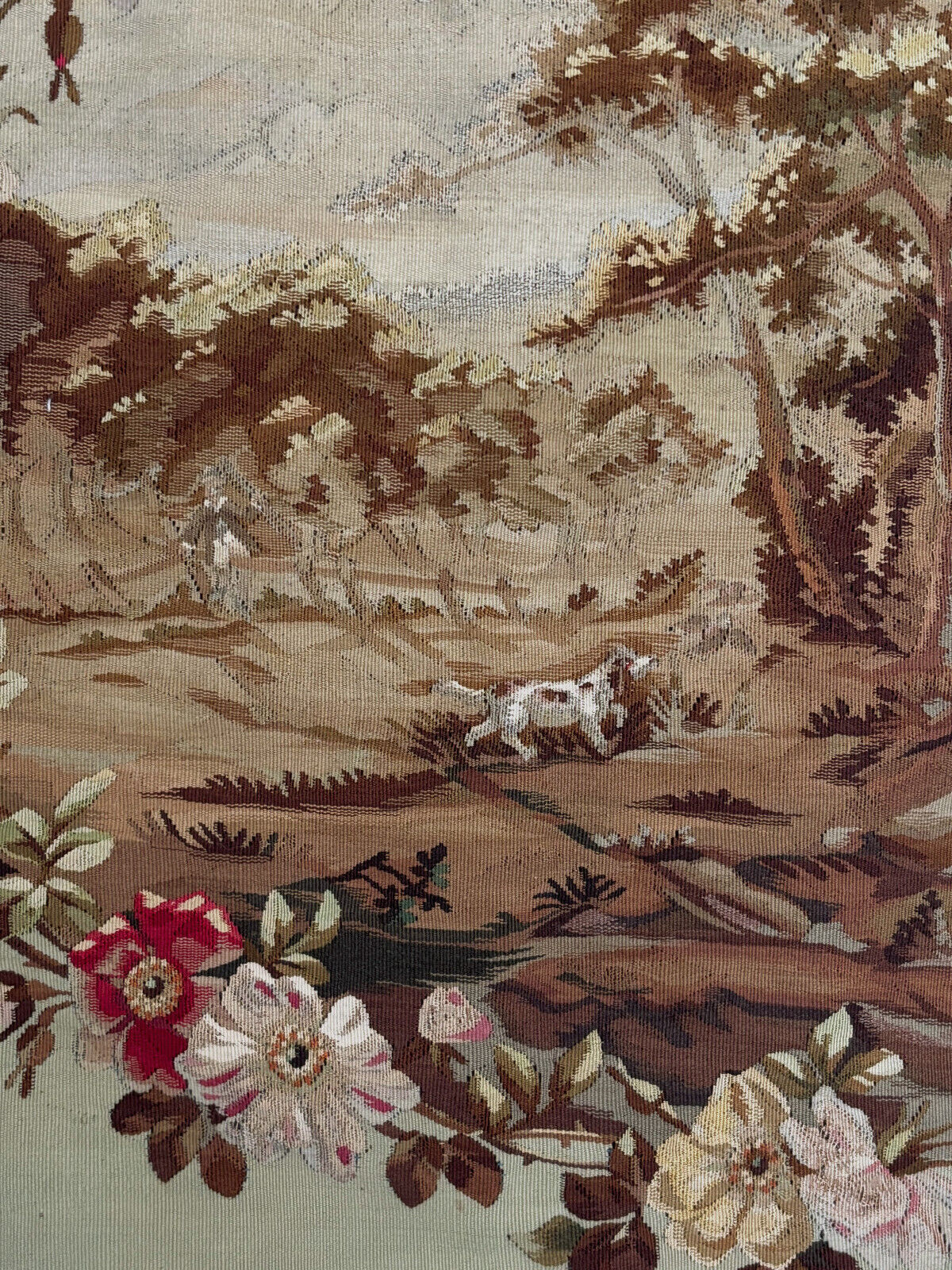 19th Century French Verdure Tapestry with oval Pastoral Scene