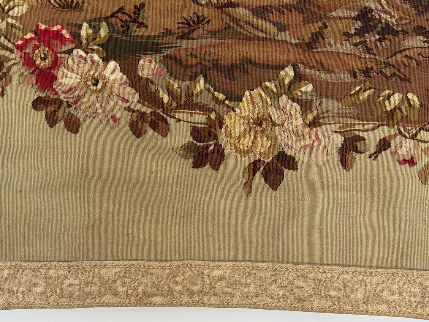 19th Century French Verdure Tapestry with oval Pastoral Scene