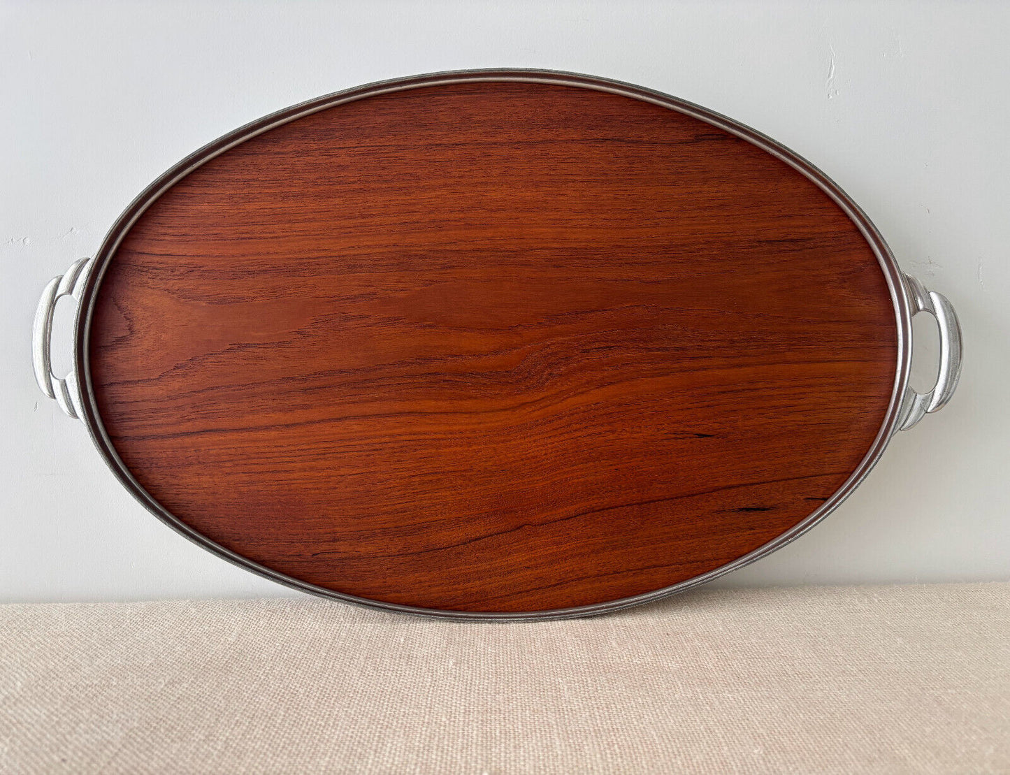 Mid Century Modern Teak & Pewter Serving Tray by Royal Holland KMD Tiel Daalderop