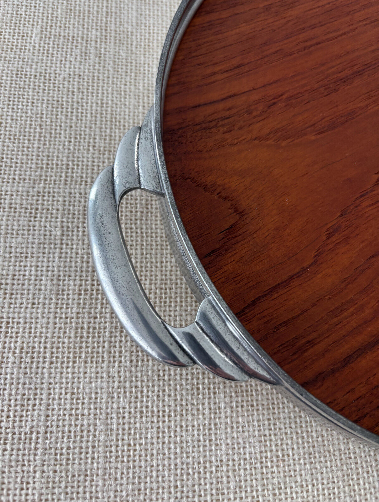 Mid Century Modern Teak & Pewter Serving Tray by Royal Holland KMD Tiel Daalderop