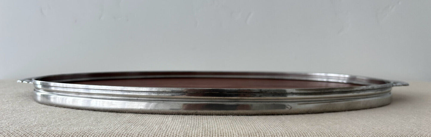Mid Century Modern Teak & Pewter Serving Tray by Royal Holland KMD Tiel Daalderop