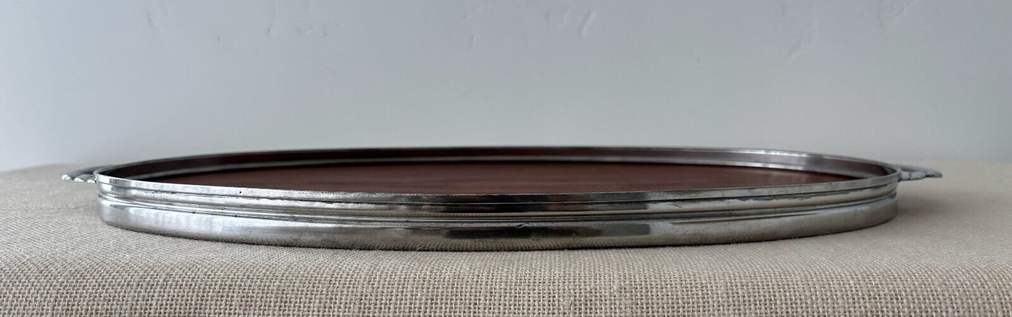 Mid Century Modern Teak & Pewter Serving Tray by Royal Holland KMD Tiel Daalderop