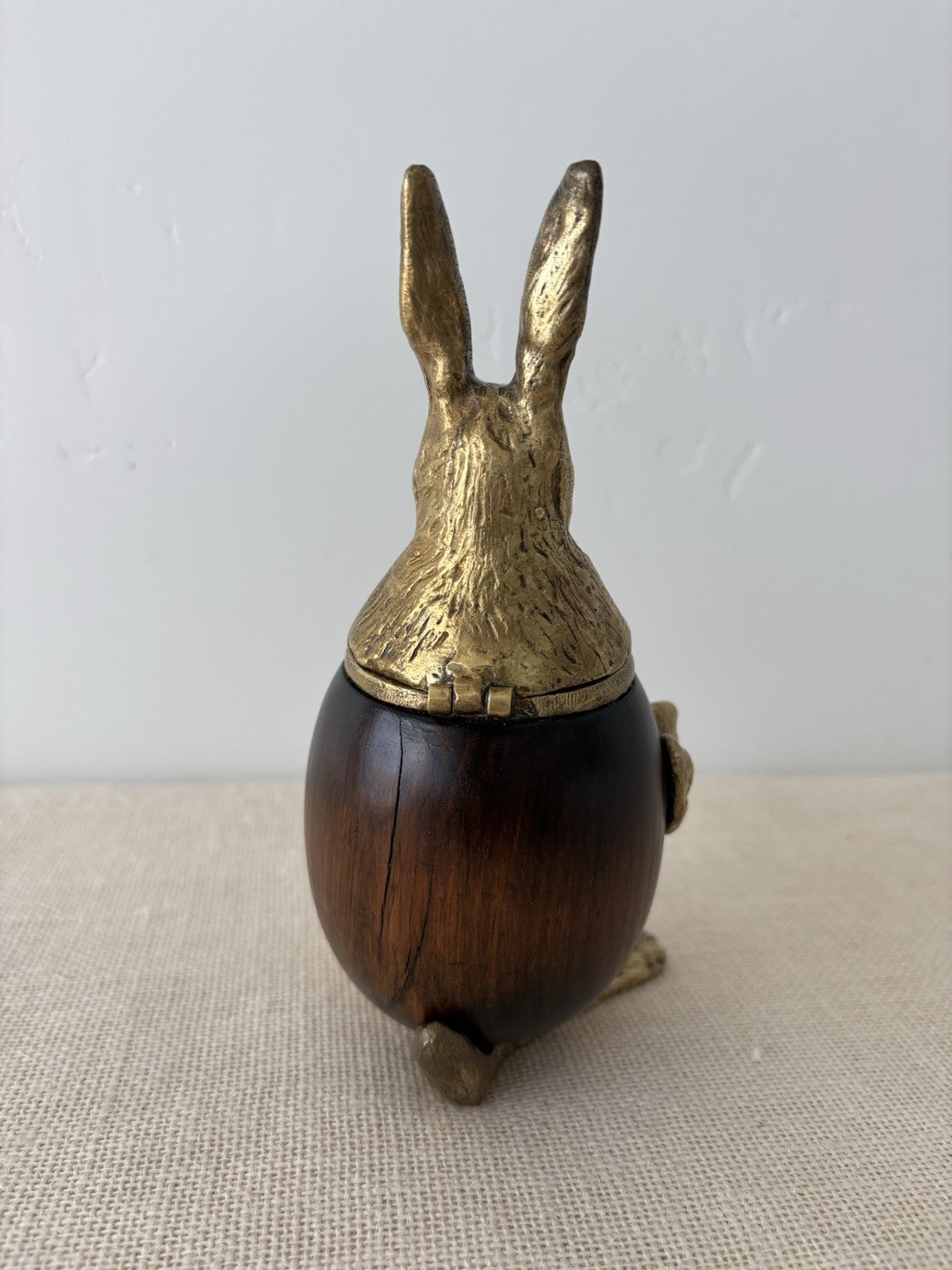 Brass & Wood Rabbit Figural Trinket or Tobacco Box by Arthur Court
