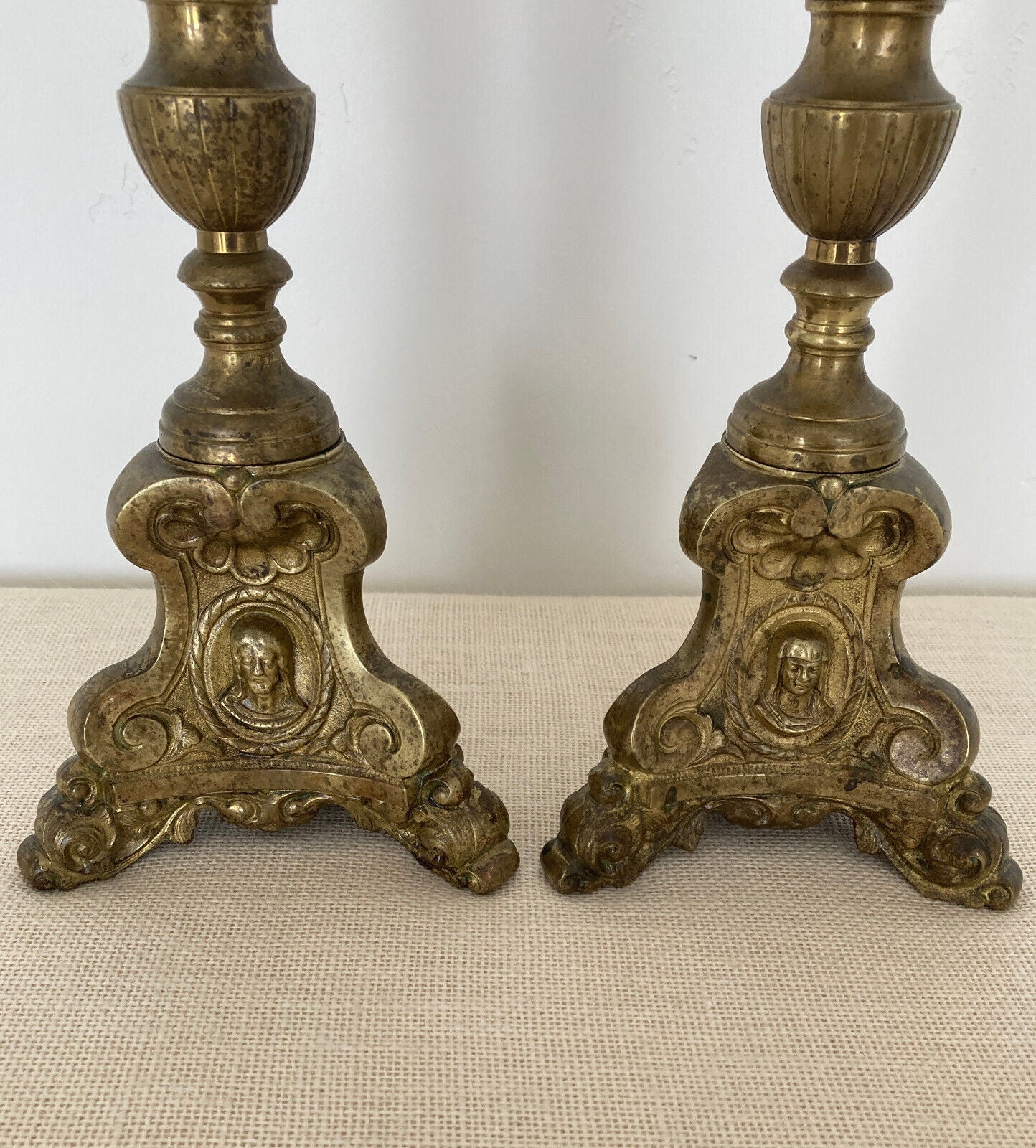 19th Century Brass Church Altar Candlesticks