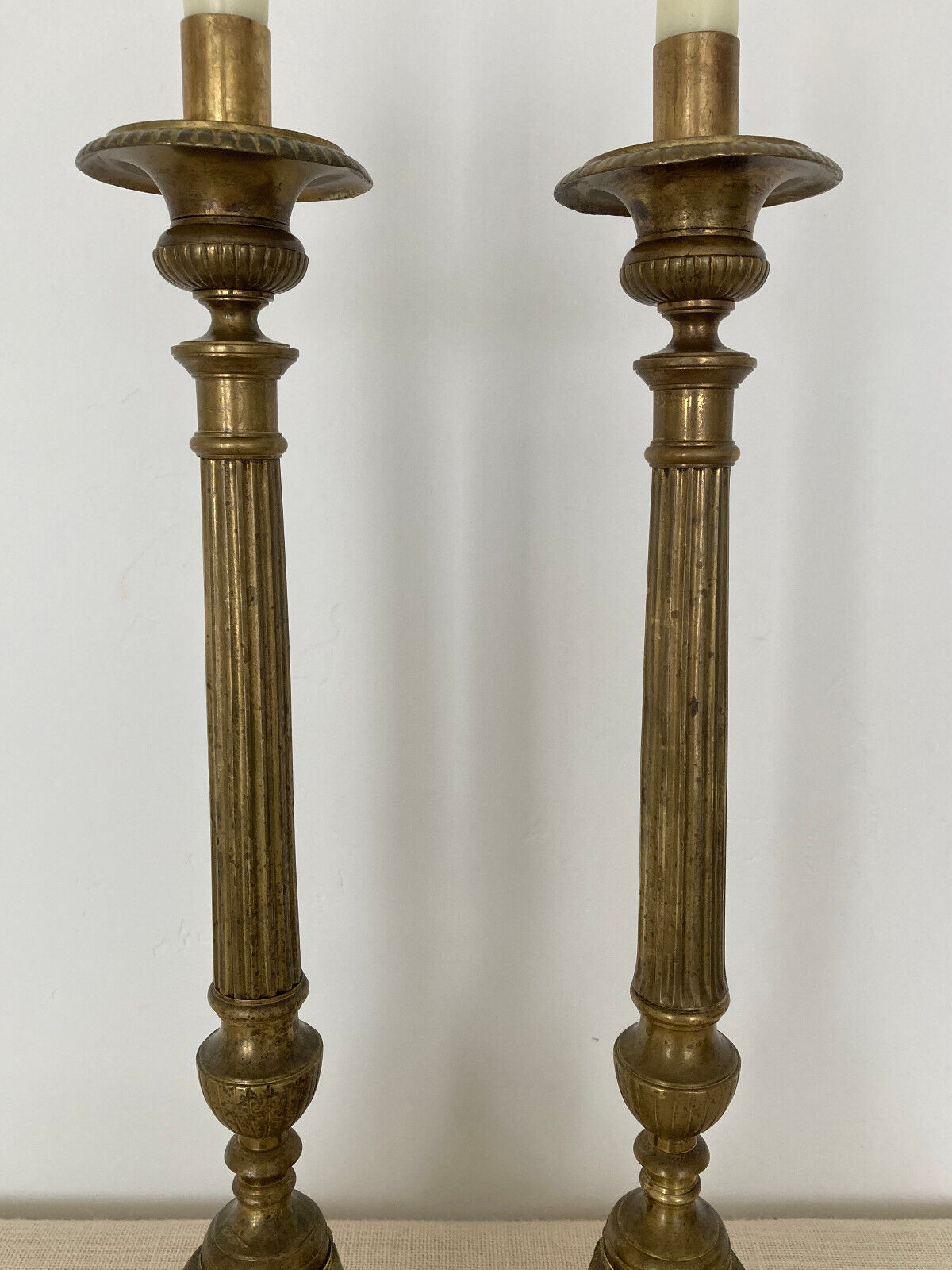 19th Century Brass Church Altar Candlesticks
