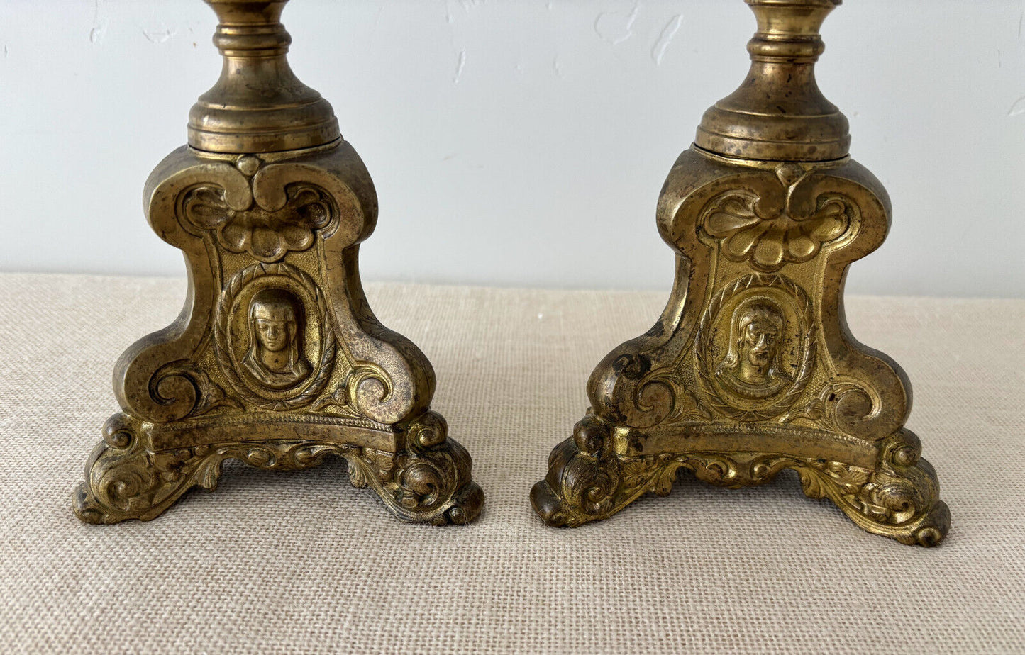 19th Century Brass Church Altar Candlesticks