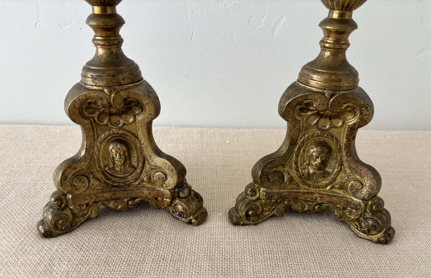 19th Century Brass Church Altar Candlesticks