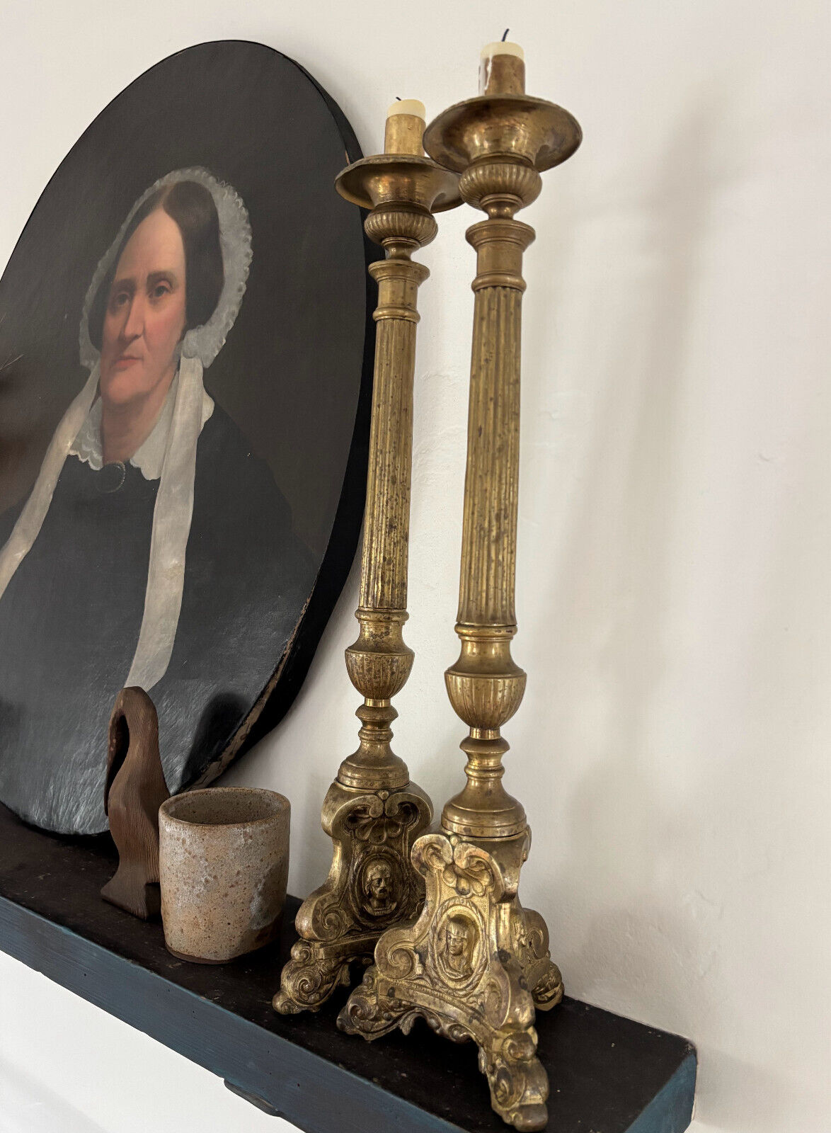 19th Century Brass Church Altar Candlesticks