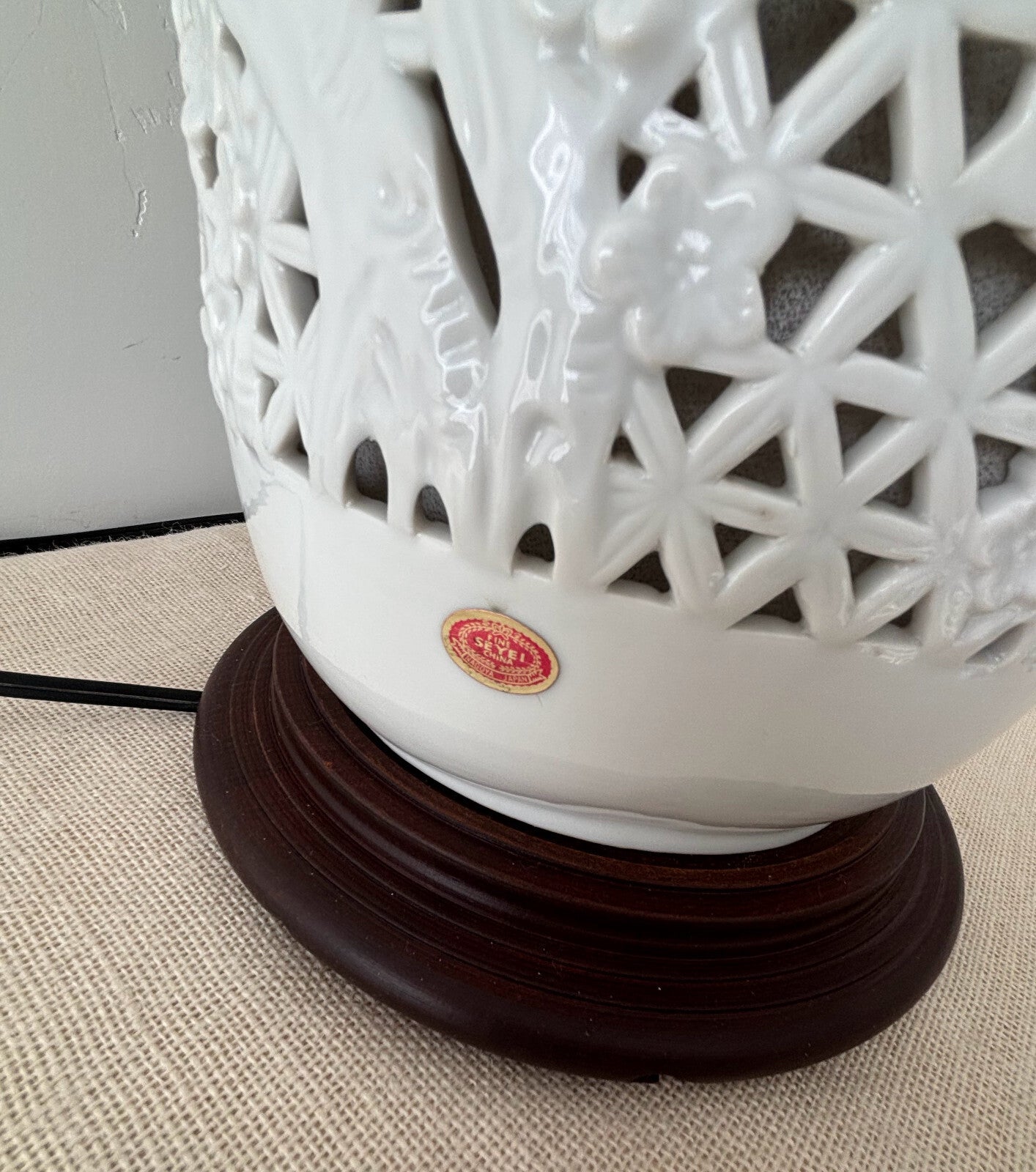Large Blanc de Chine Reticulated Porcelain Table Lamp