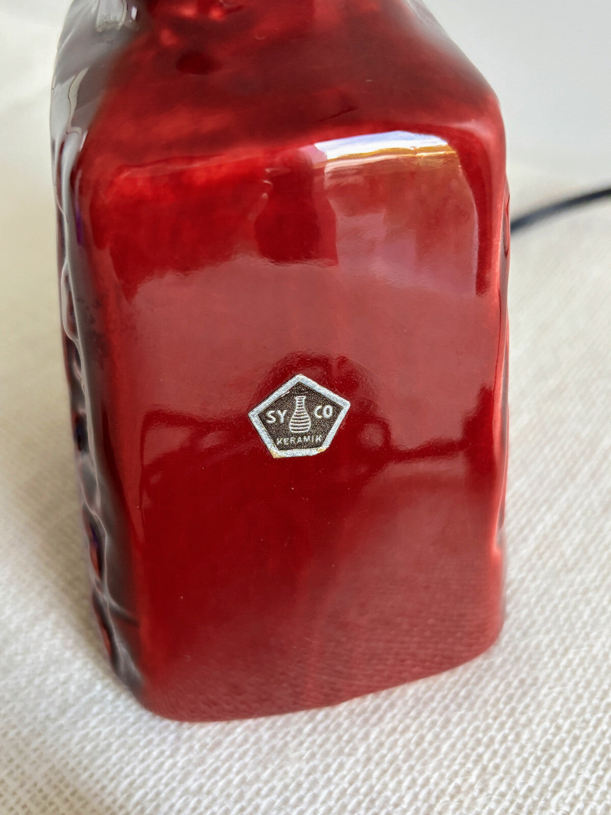 1960s Brutalist Red Ceramic Pottery Lamp Syco Keramic Sweden