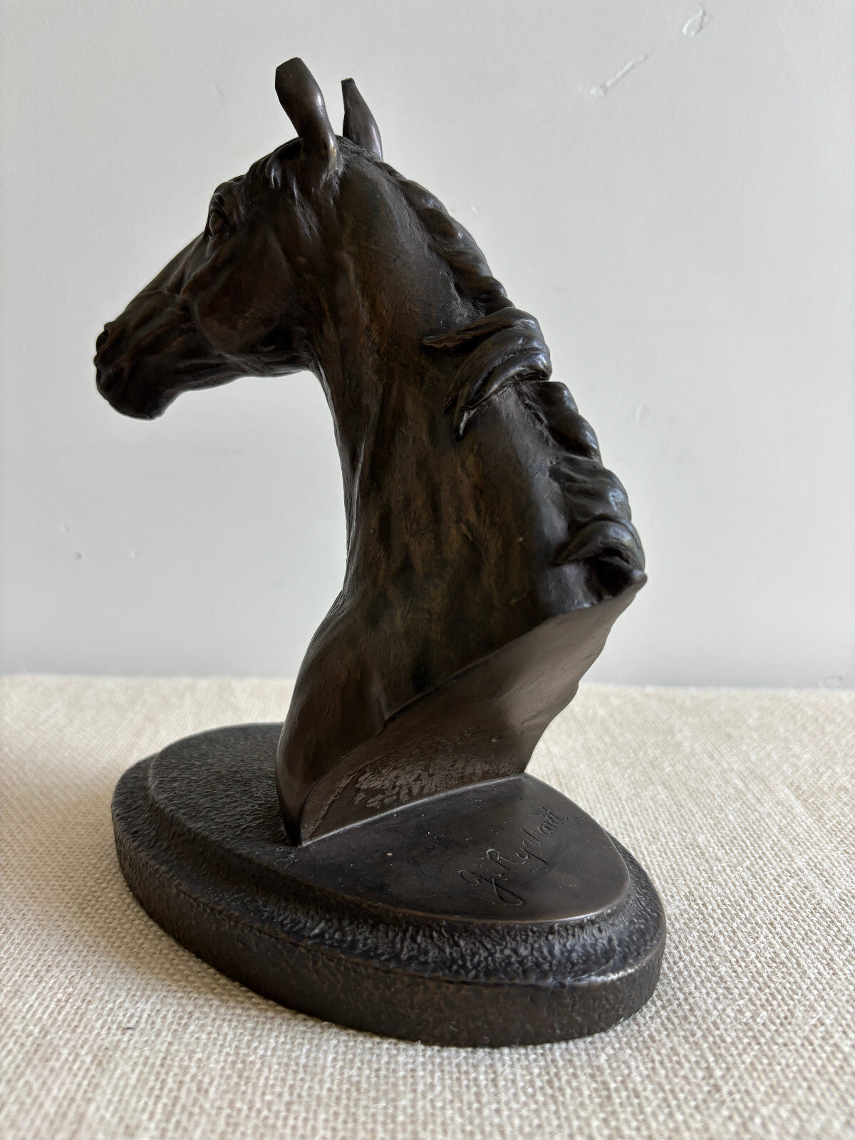 Cold Bronze Cast Horse Head Figurine by Jeanna Rynhart