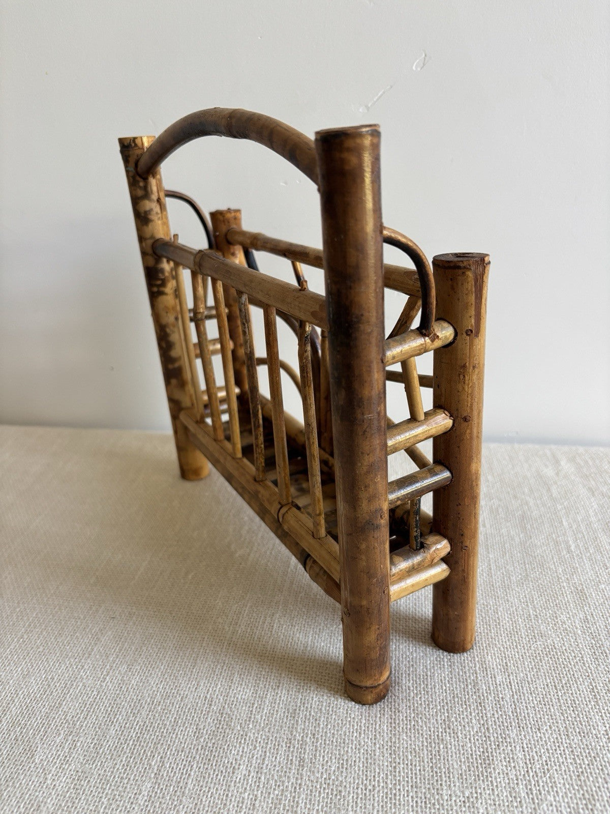 Faux Tortoise Shell / Burnt Bamboo Folding Shelf & Wall Rack