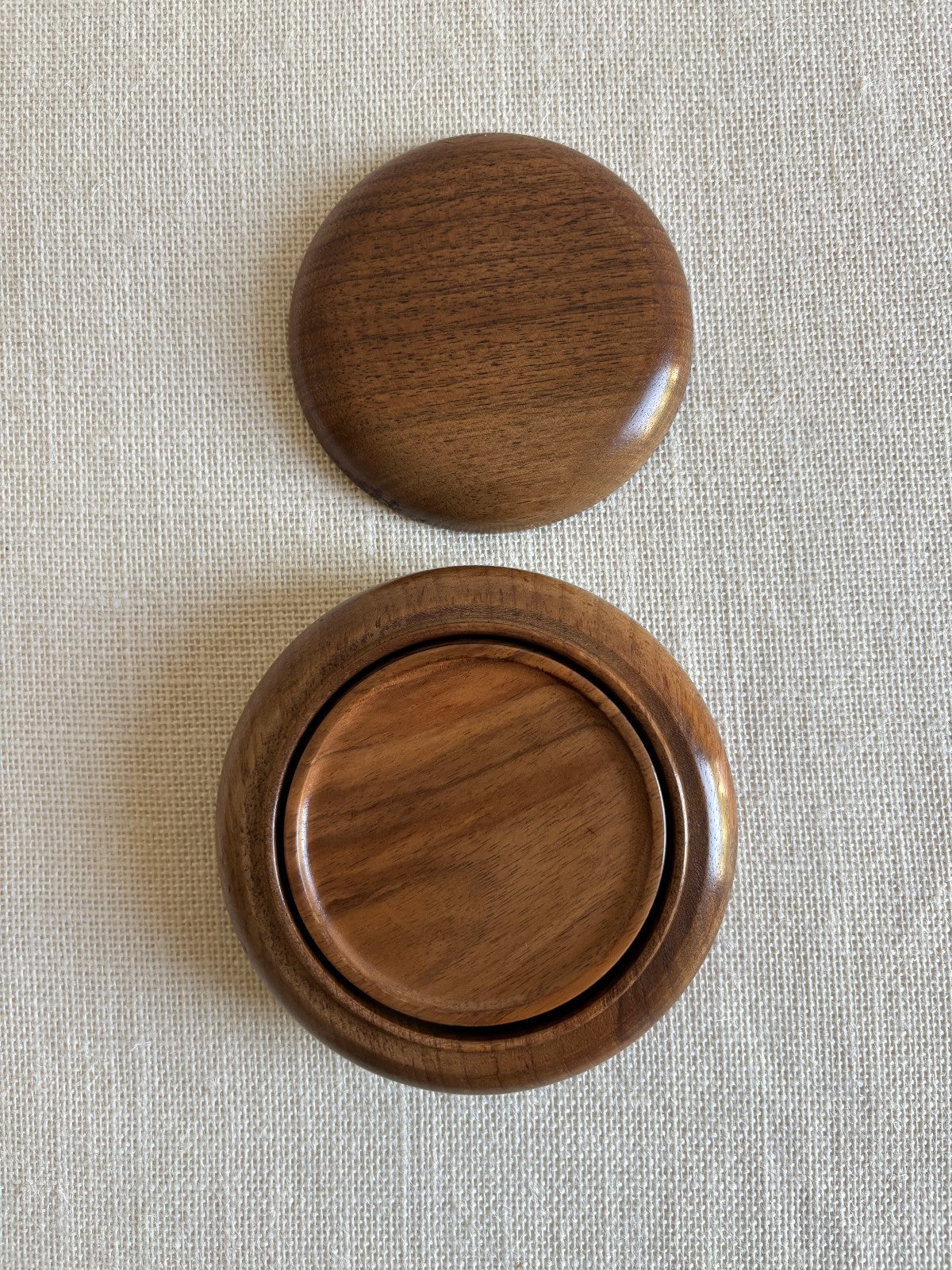 Mid Century Wood Coasters with Bottle Coaster Lid Storage Box