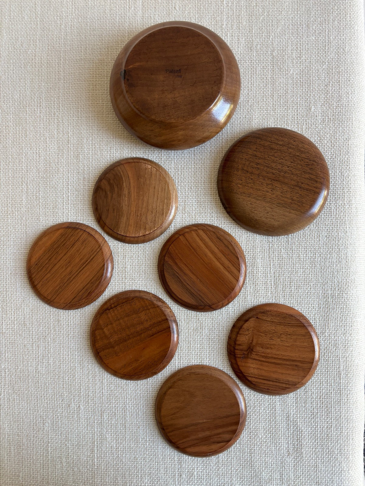 Mid Century Wood Coasters with Bottle Coaster Lid Storage Box