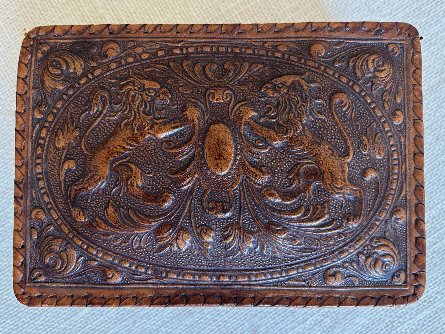 Spanish Hand Tooled Leather Cigarette or Trinket Box