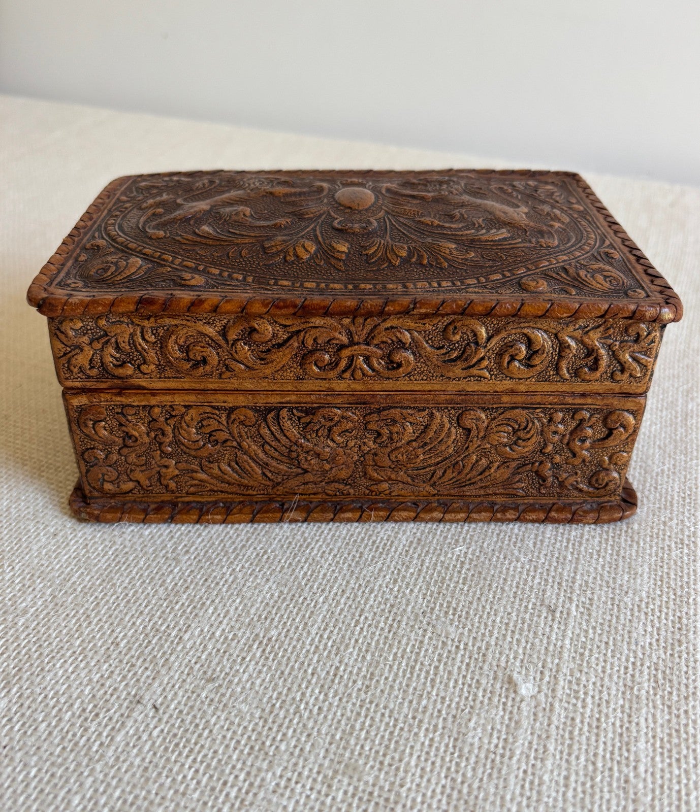 Spanish Hand Tooled Leather Cigarette or Trinket Box