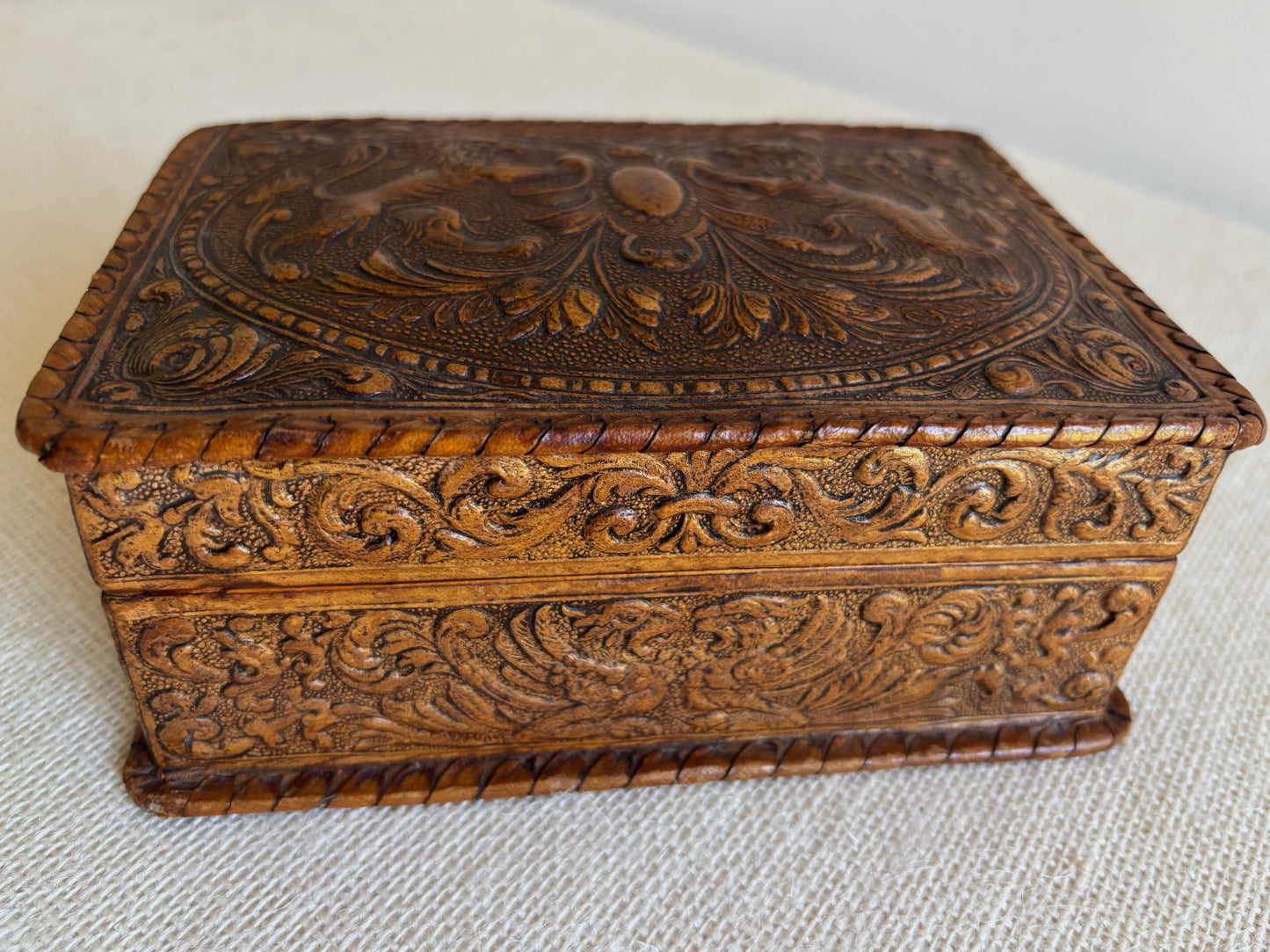 Spanish Hand Tooled Leather Cigarette or Trinket Box