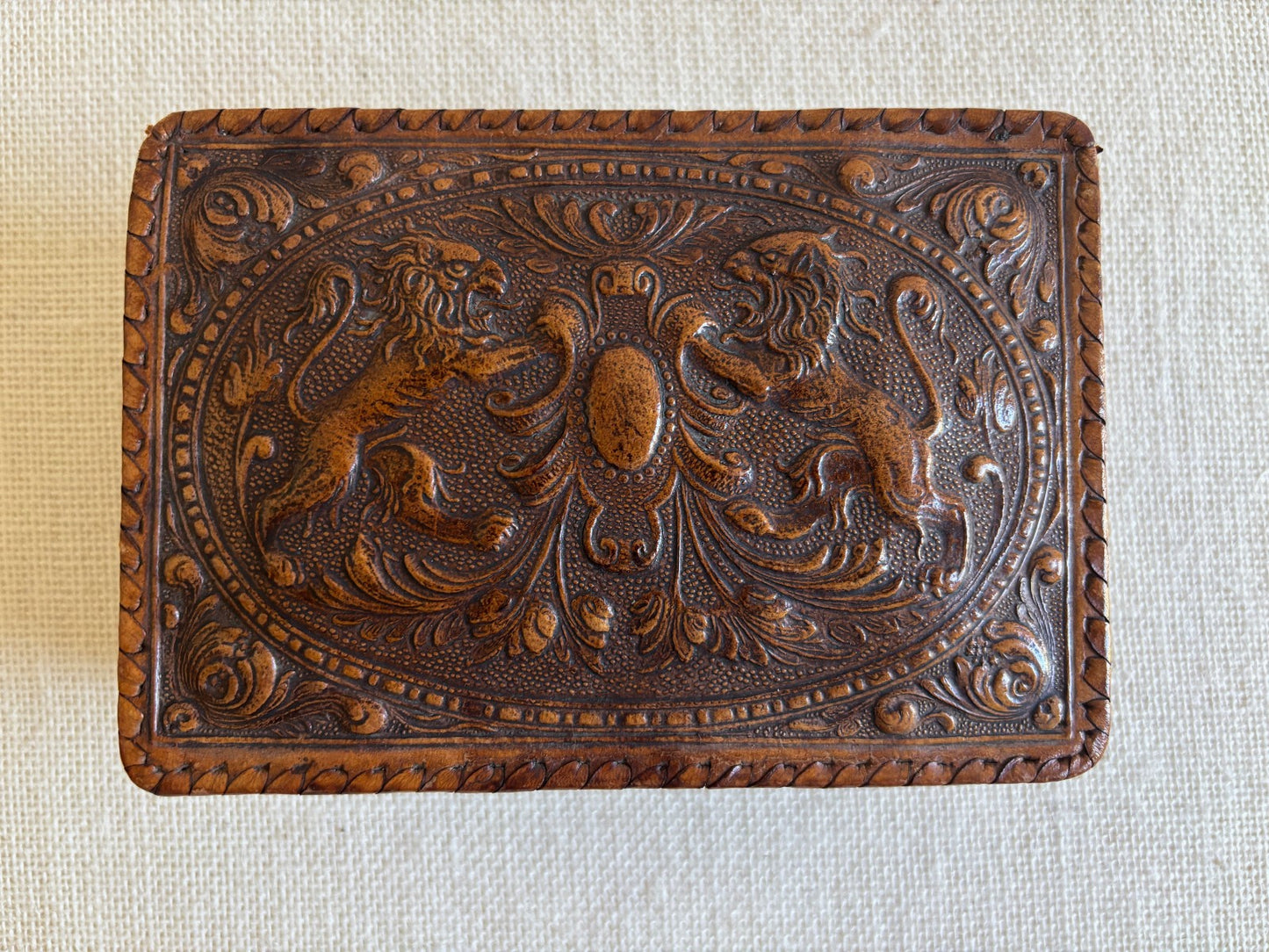 Spanish Hand Tooled Leather Cigarette or Trinket Box