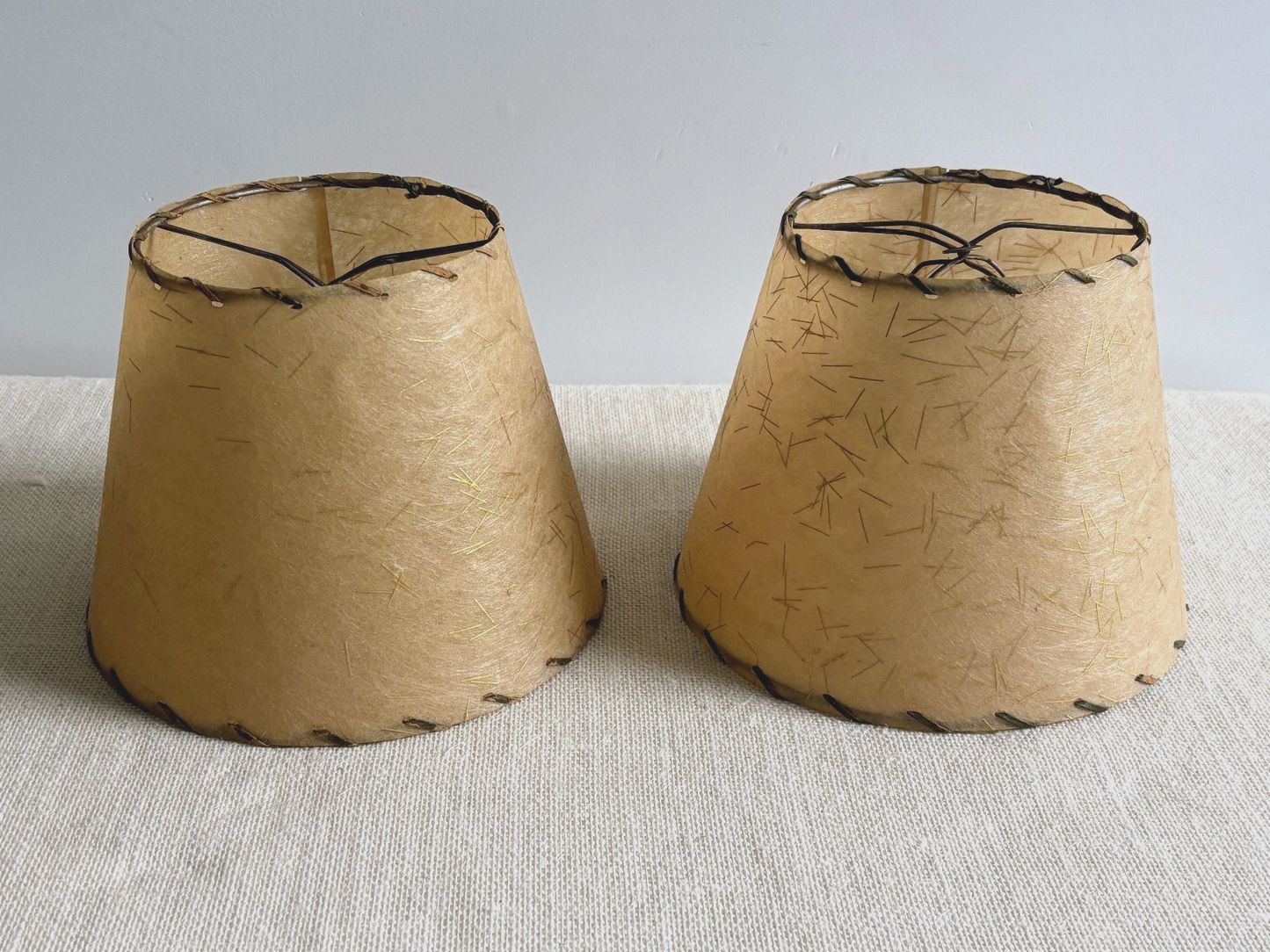 1950s Gold Strand Fiberglass Clip-On Lamp Shades