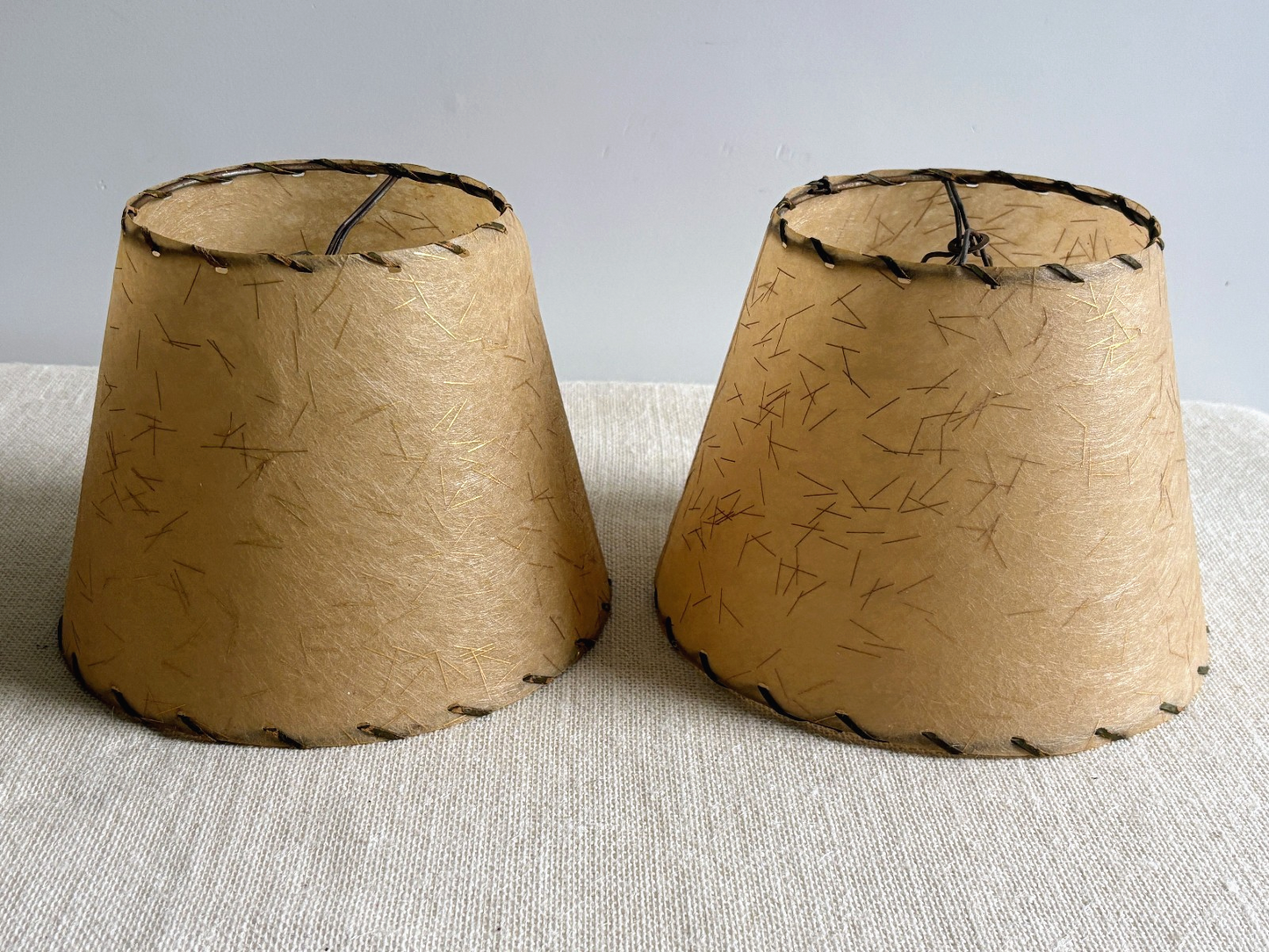 1950s Gold Strand Fiberglass Clip-On Lamp Shades