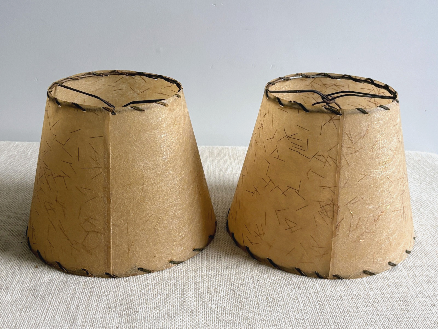 1950s Gold Strand Fiberglass Clip-On Lamp Shades