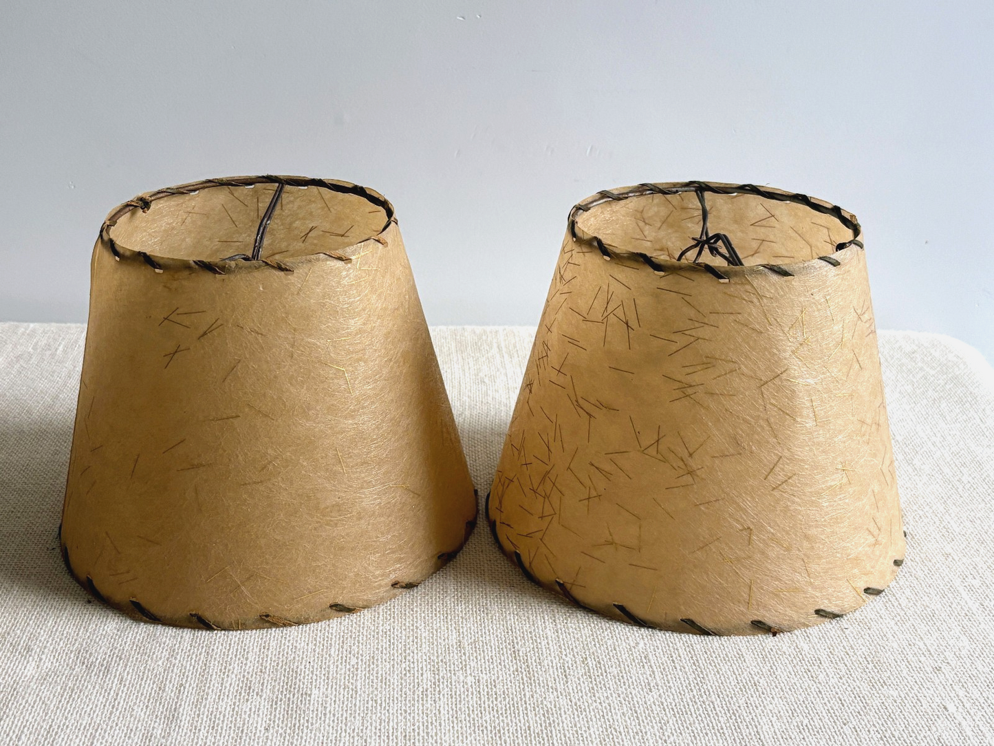 1950s Gold Strand Fiberglass Clip-On Lamp Shades