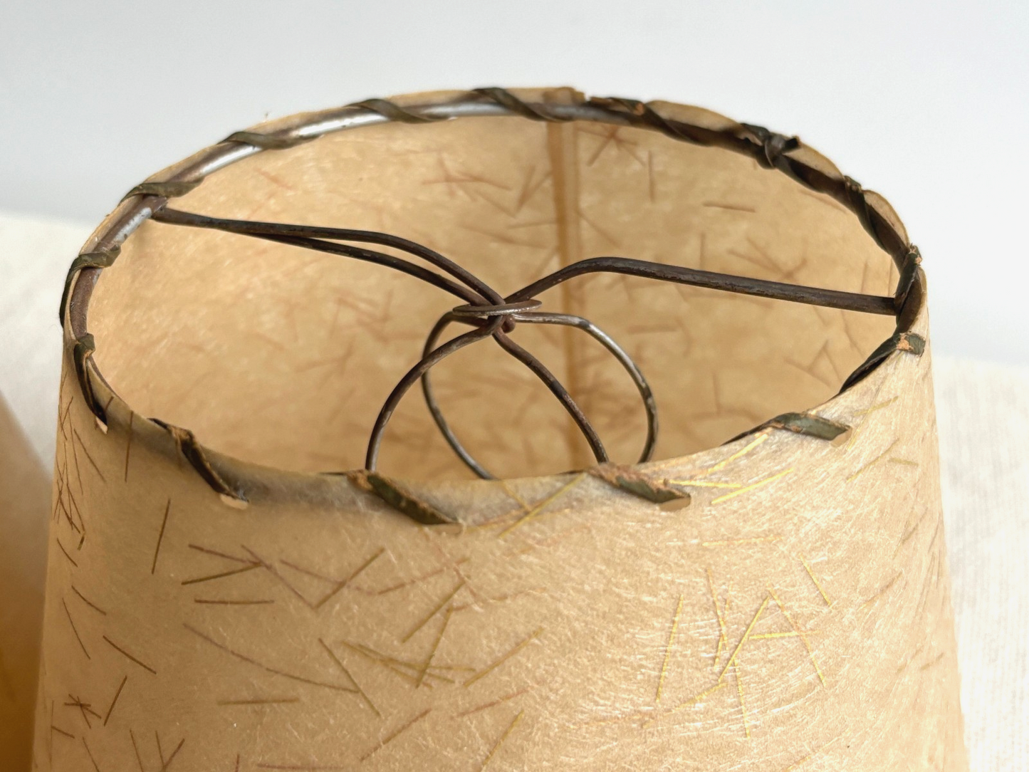 1950s Gold Strand Fiberglass Clip-On Lamp Shades