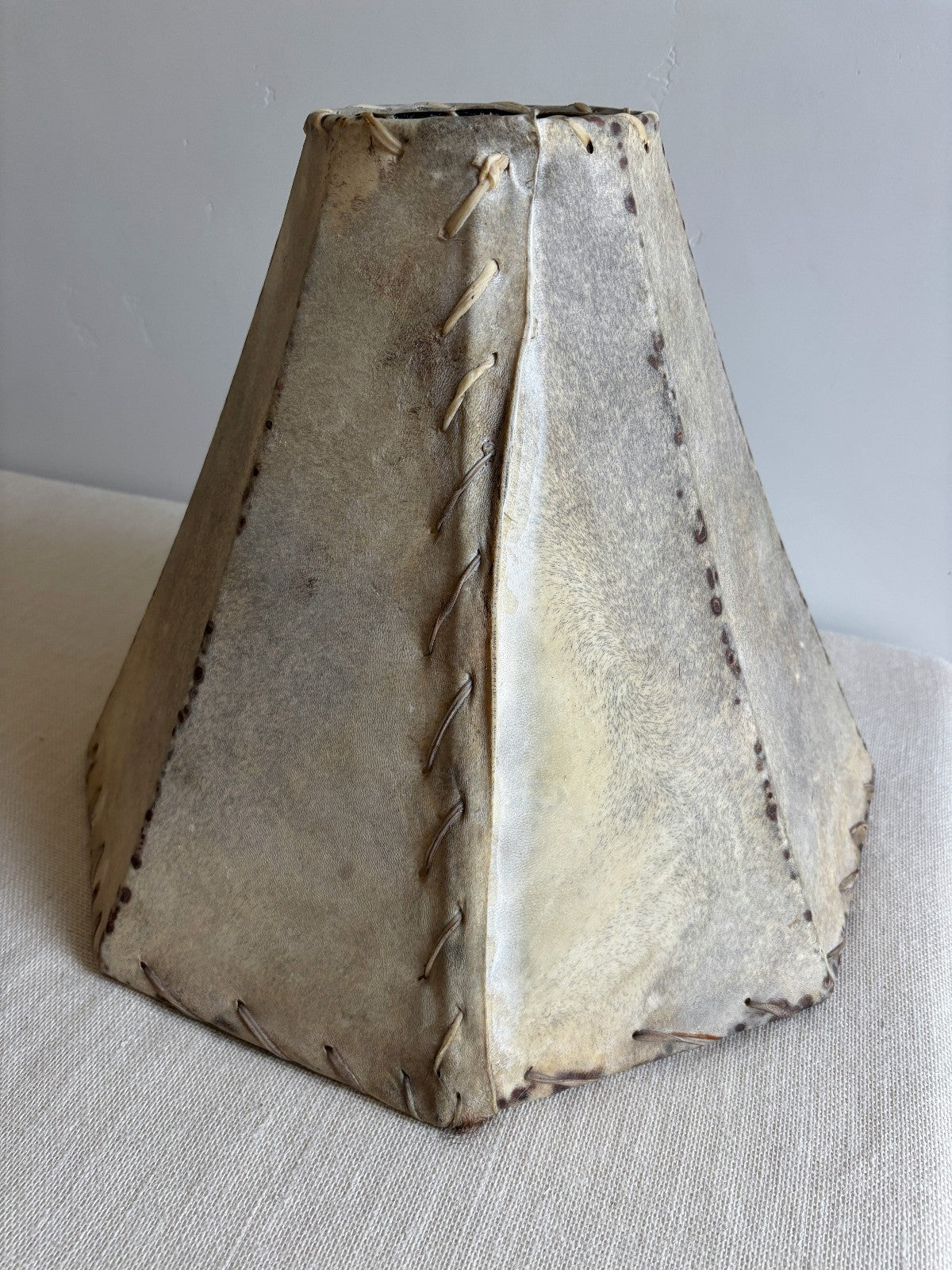 Large Rawhide octagonal bell Lampshade with Iron Frame