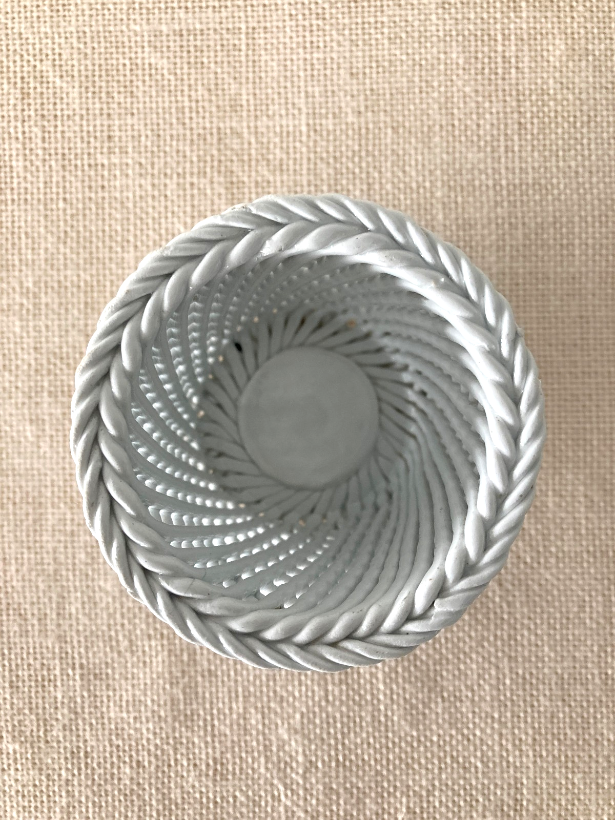 Bassano Italy Style Ceramic Woven Basket Vase or Holder