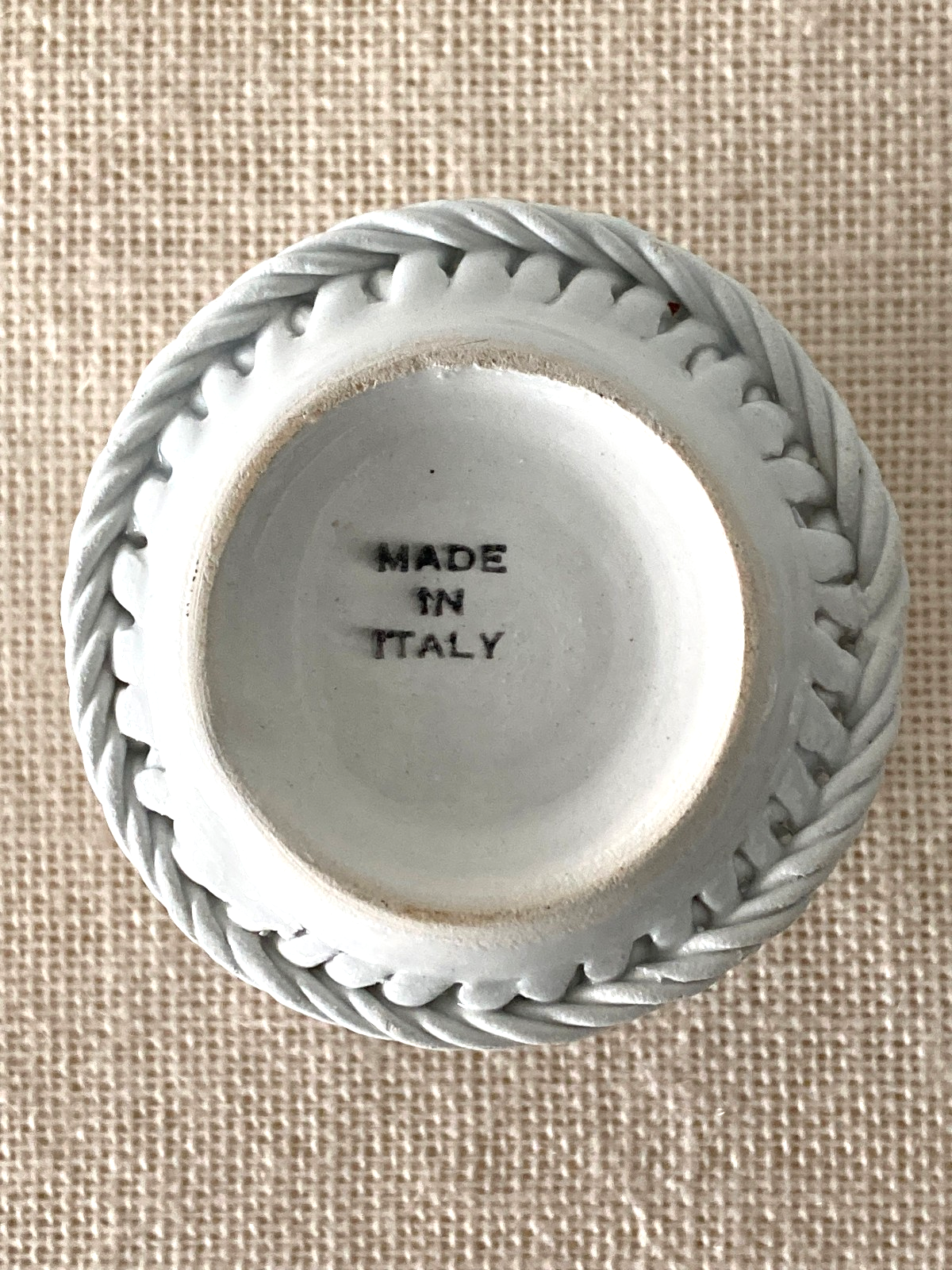 Bassano Italy Style Ceramic Woven Basket Vase or Holder