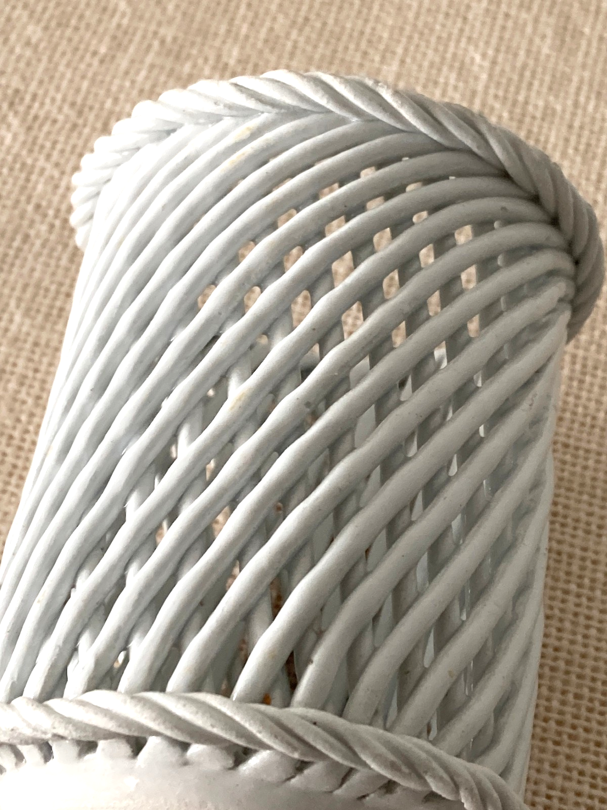 Bassano Italy Style Ceramic Woven Basket Vase or Holder