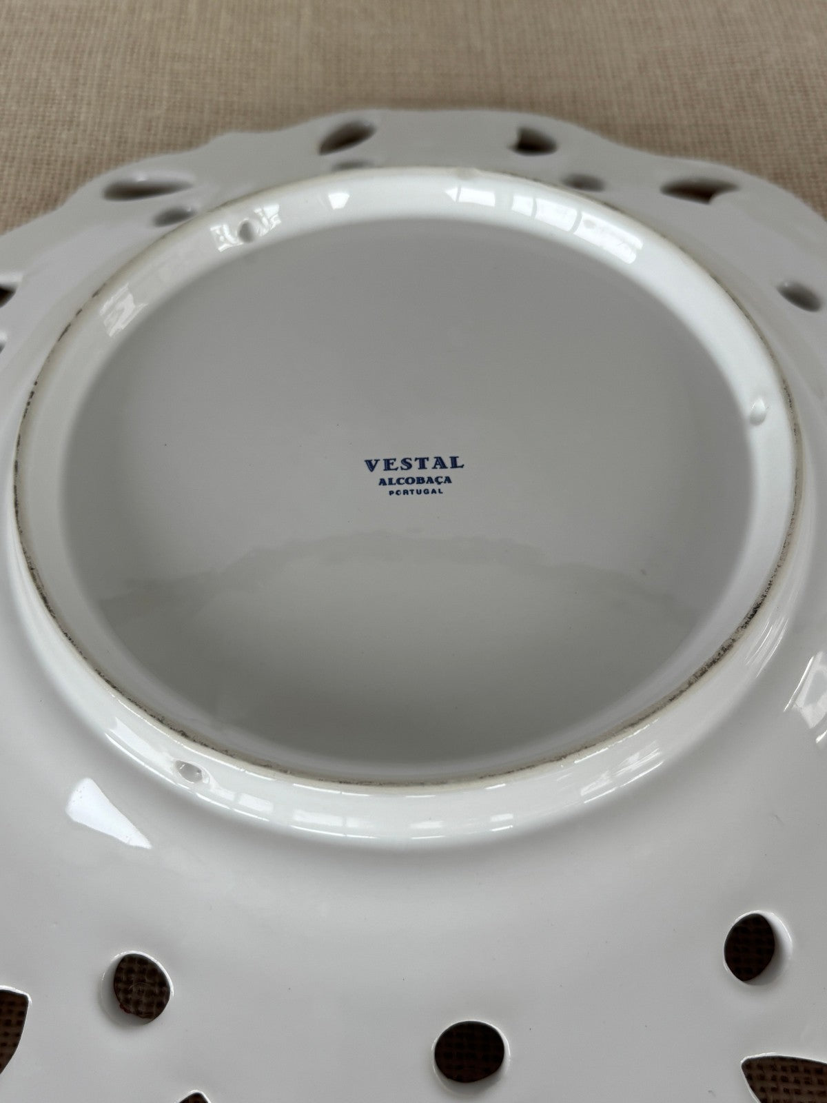 Hand painted PINK Wall Plates with Lace Rim by Vestal Alcobaca