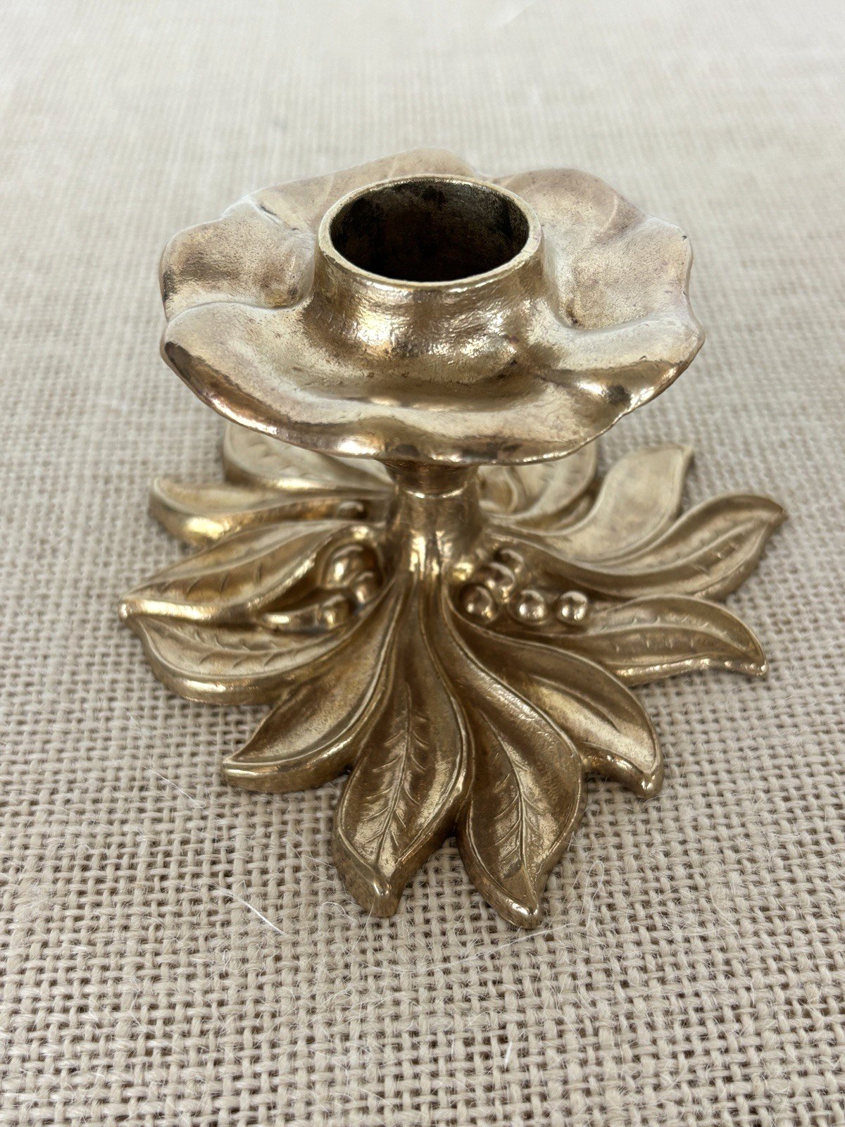 Mid Century Art Nouveau style Brass Floral Candle Holders Gilde Handwerk Germany