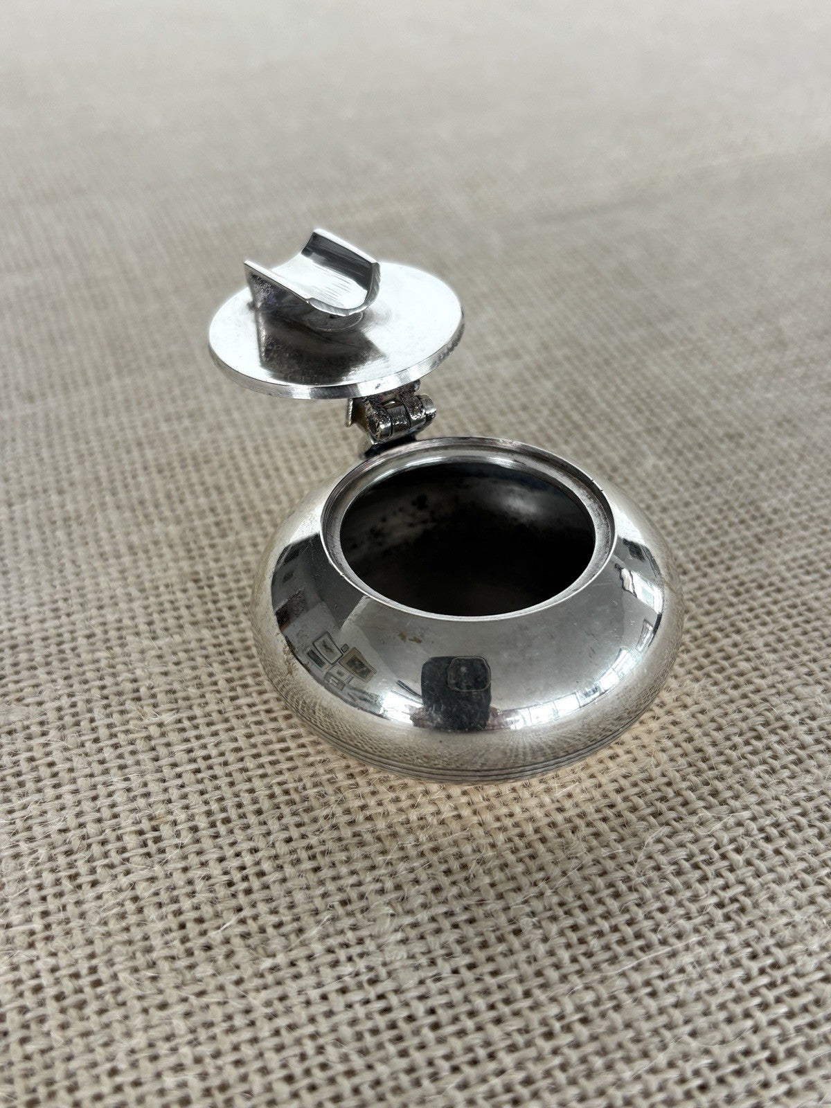 Vintage Art Deco French Silverplate Flip Top Pocket Ashtray