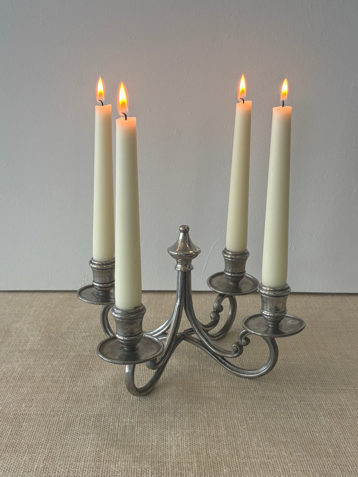 La Bottega del Peltro classical Italian Pewter 4-arm Candelabra