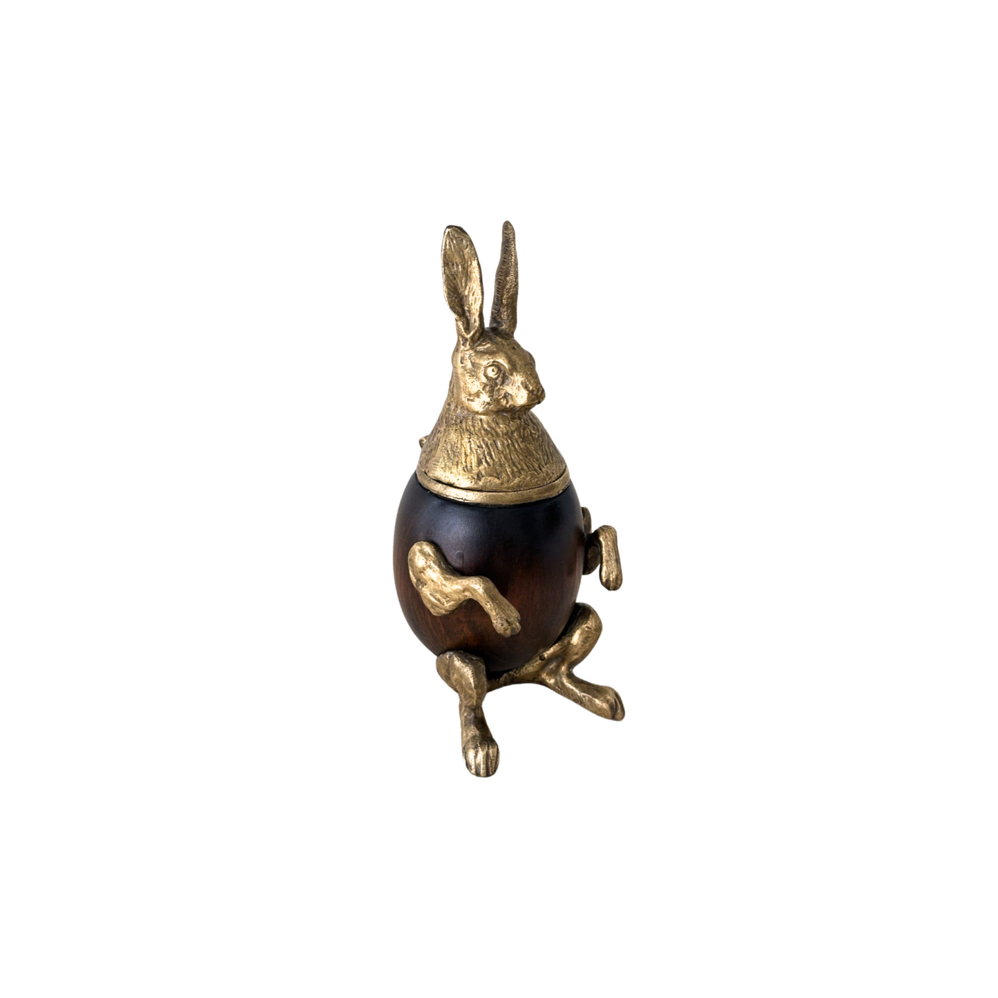 Brass & Wood Rabbit Figural Trinket or Tobacco Box by Arthur Court